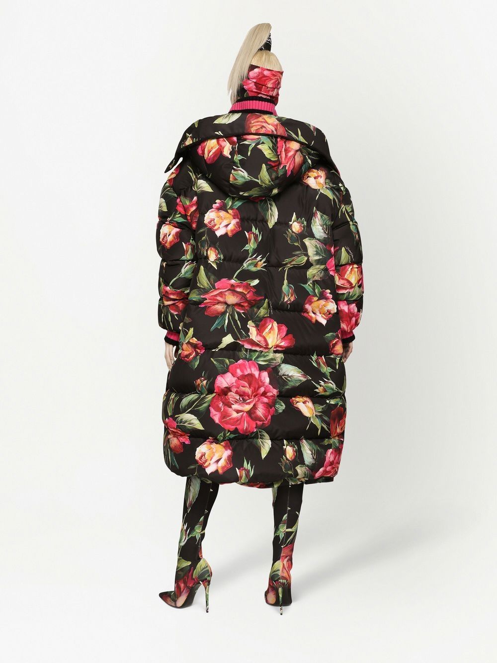 Dolce & Gabbana Floral Print Down Jacket - Black image 3