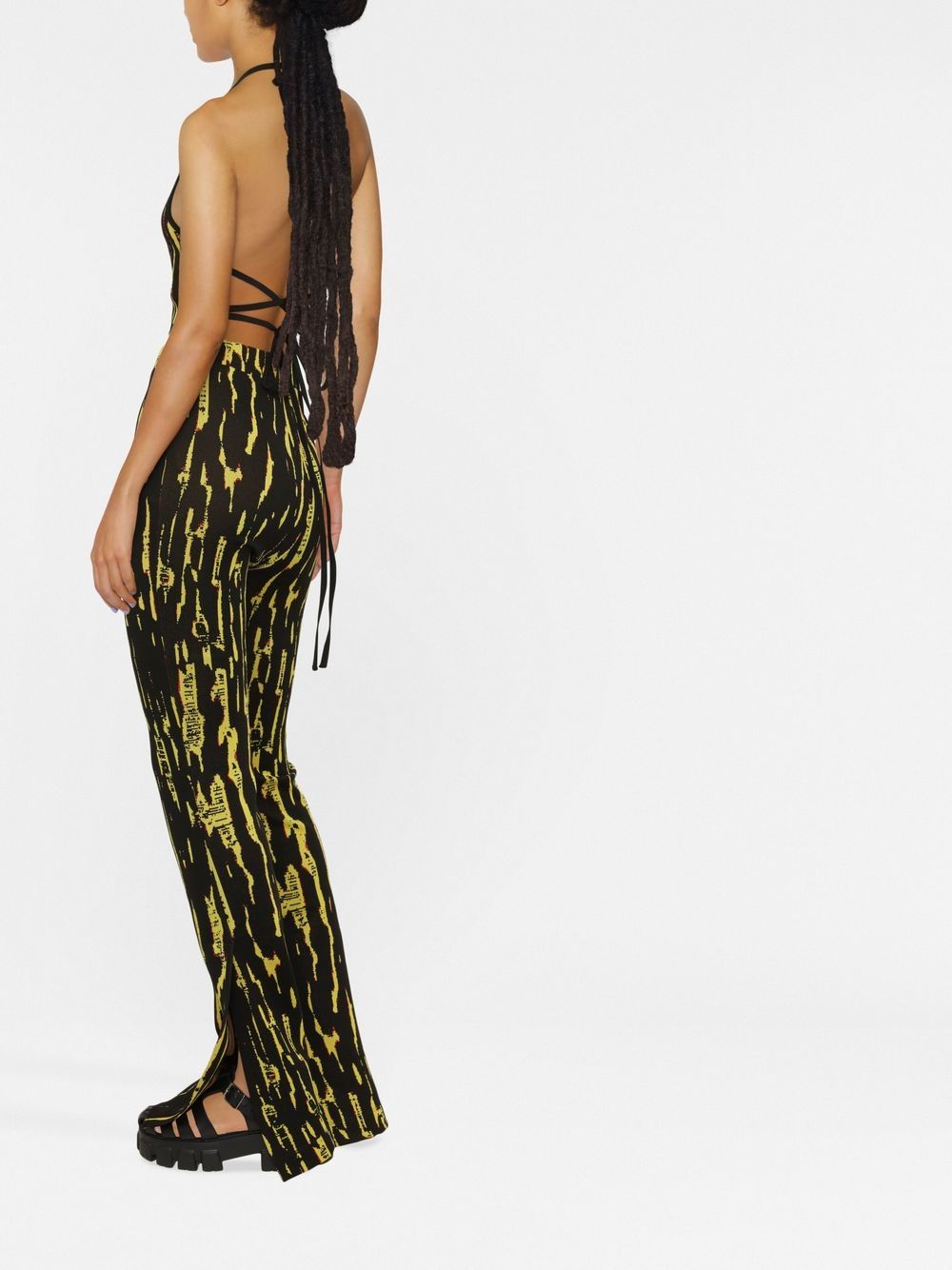 AMBUSH Yellow Flared Jacquard Trousers image 3