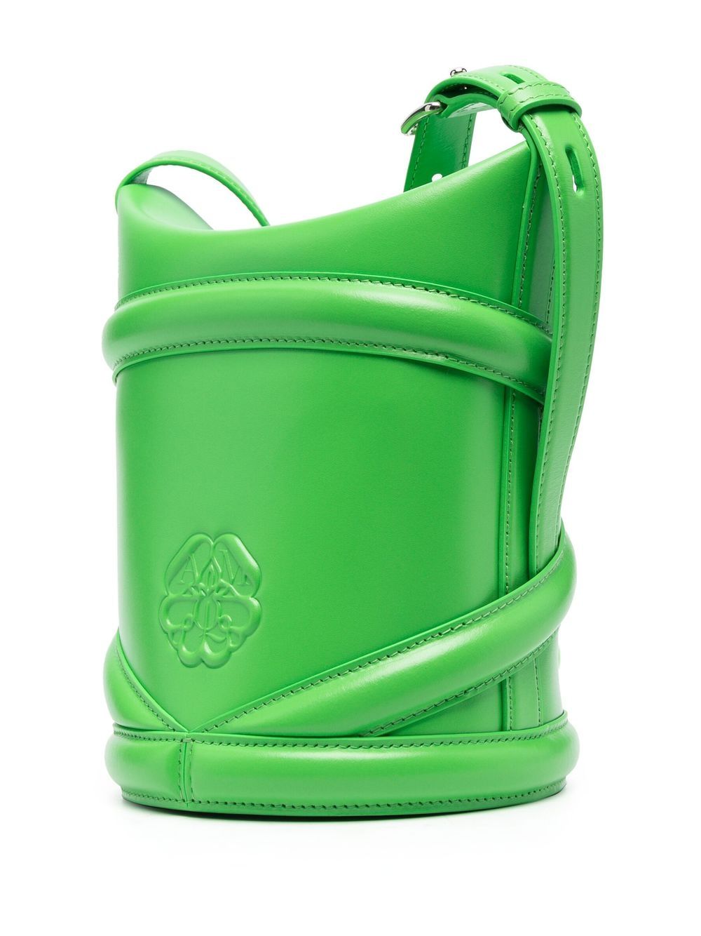 Alexander McQueen Curve Leather Bucket Bag in Apple Green image 3