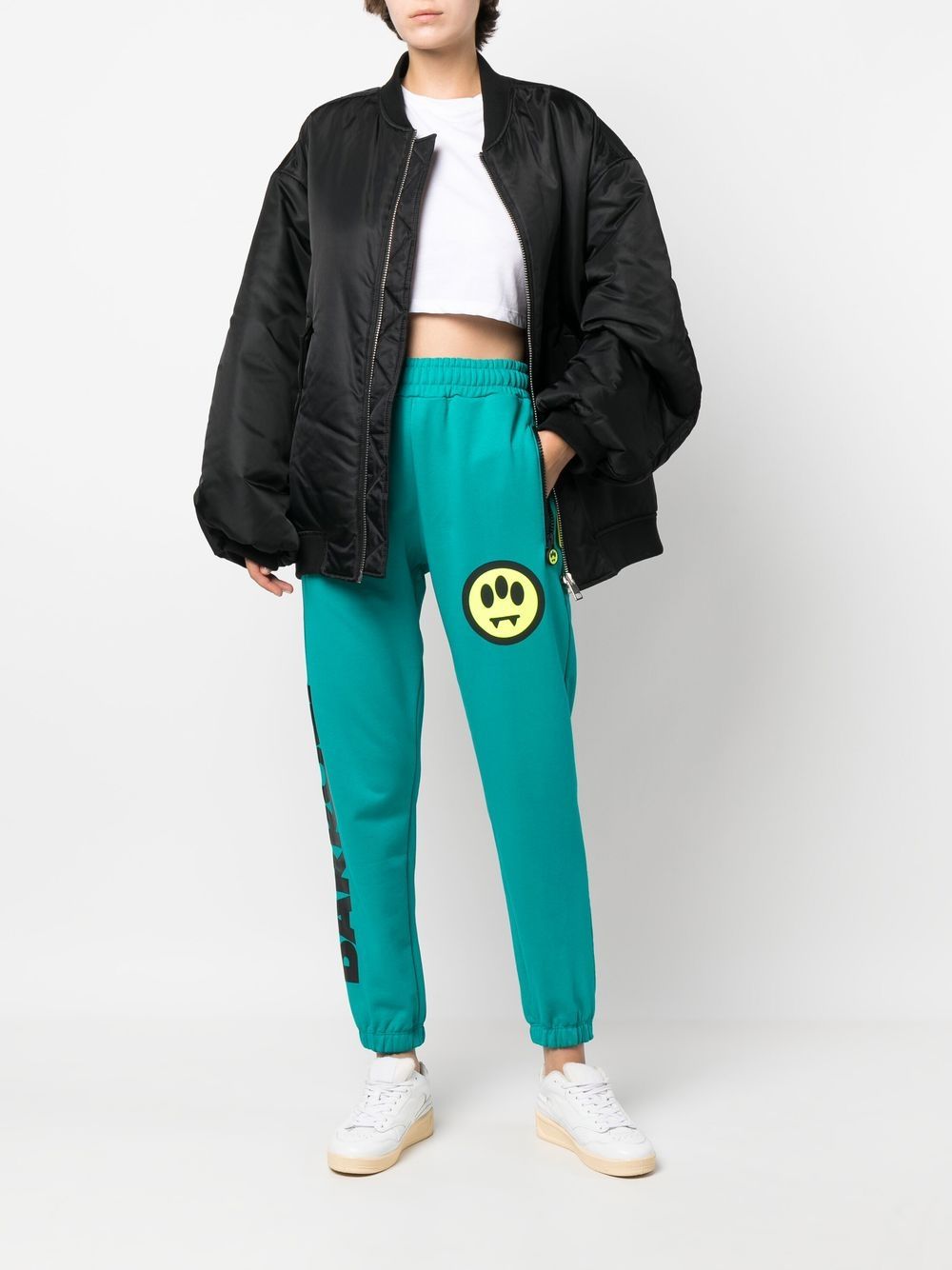 BARROW Green Logo-Print Track Pants image 3