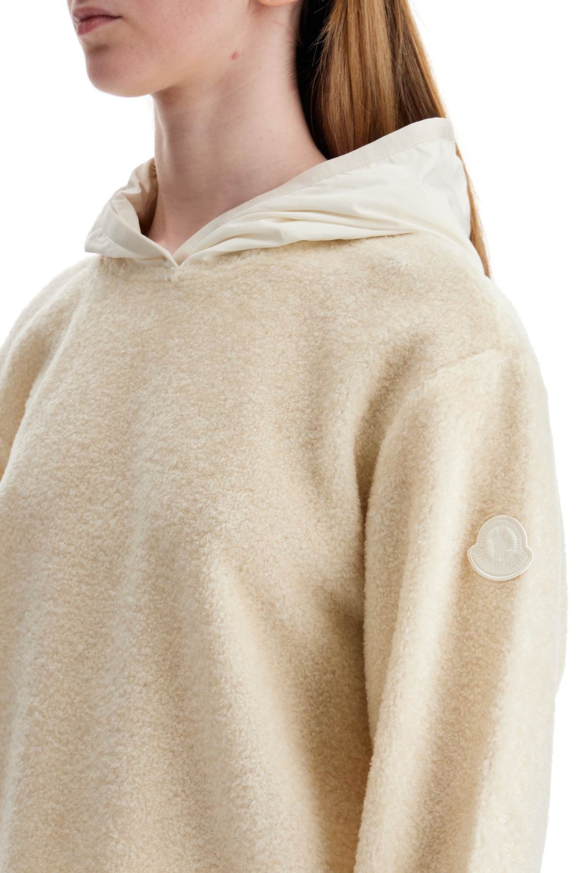 Moncler Teddy Fleece Hoodie with Logo Patch image 3