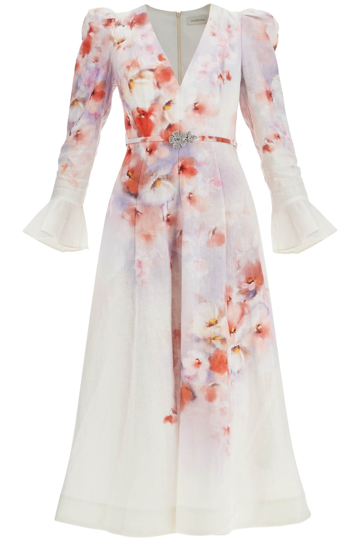 Zimmermann white floral linen midi dress ciara image 0