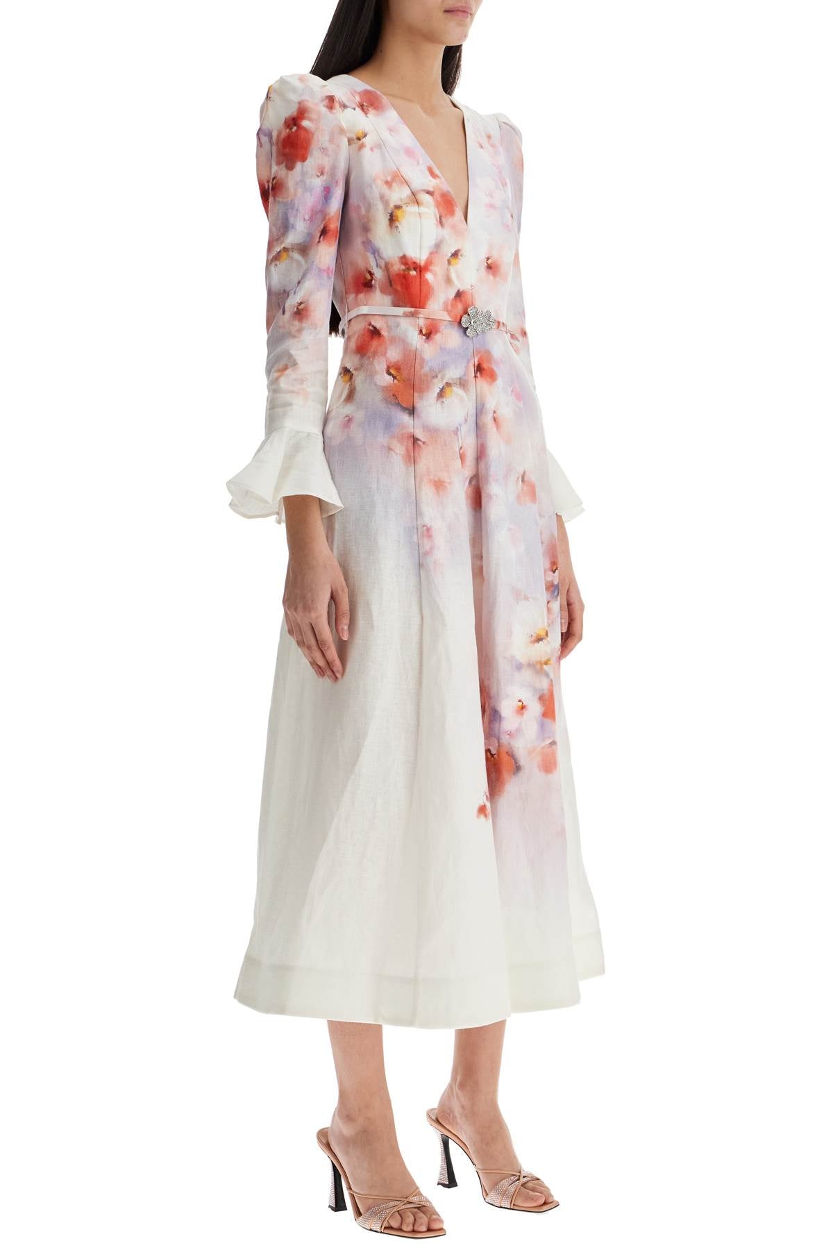 Zimmermann white floral linen midi dress ciara image 1