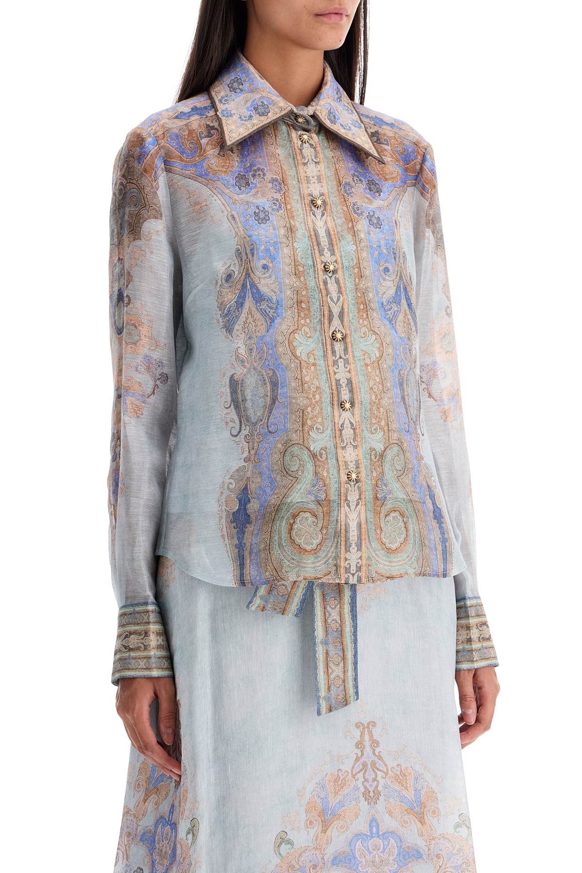 Zimmermann Eden Paisley Print Silk Organza Shirt image 1