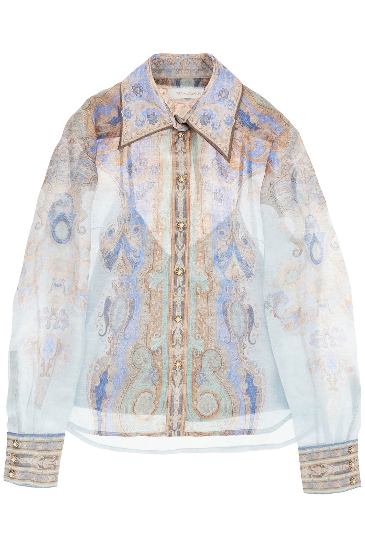 Zimmermann Eden Paisley Print Silk Organza Shirt image 0