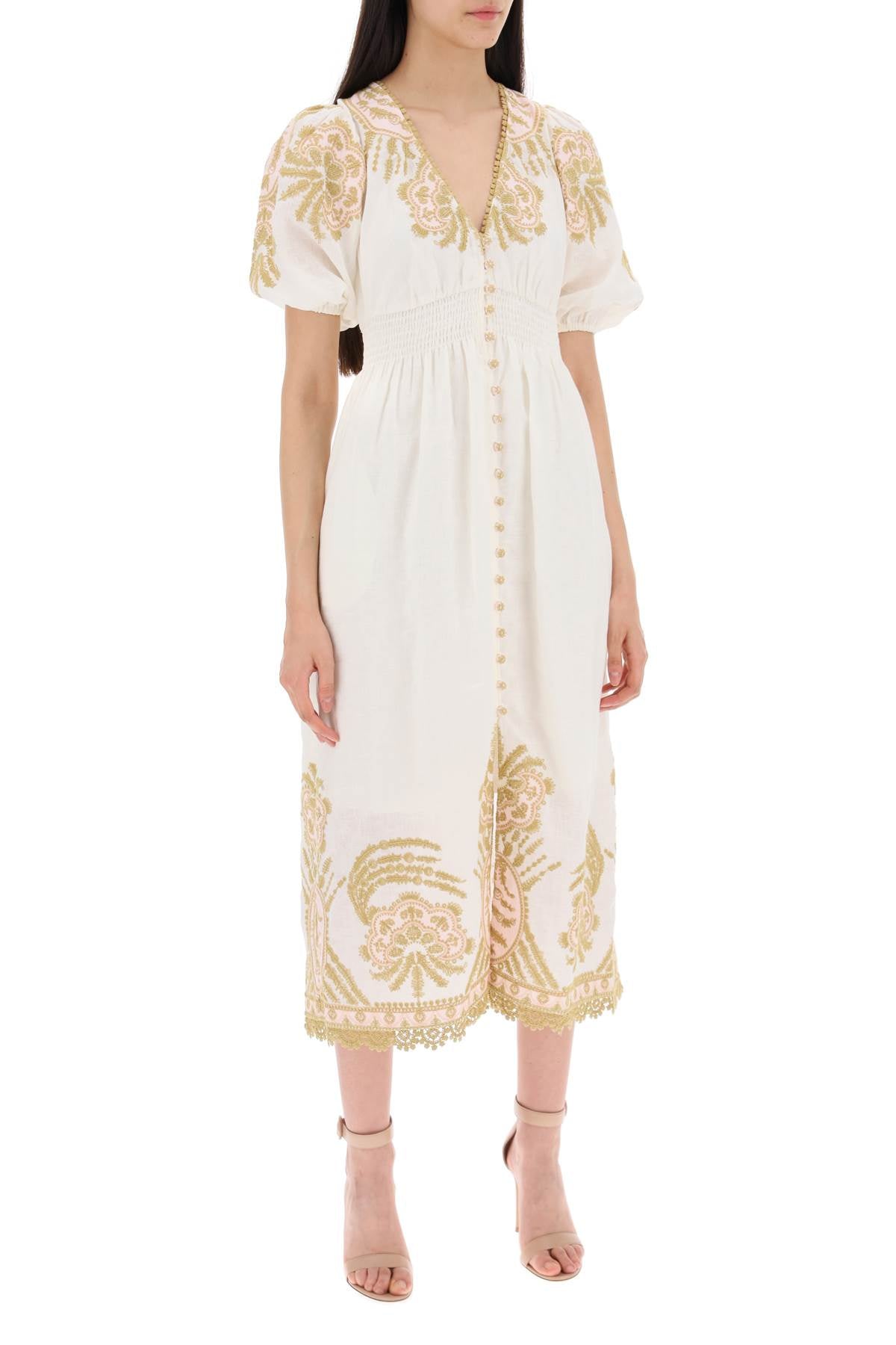 Zimmermann Waverly Embroidered Linen Midi Dress image 1