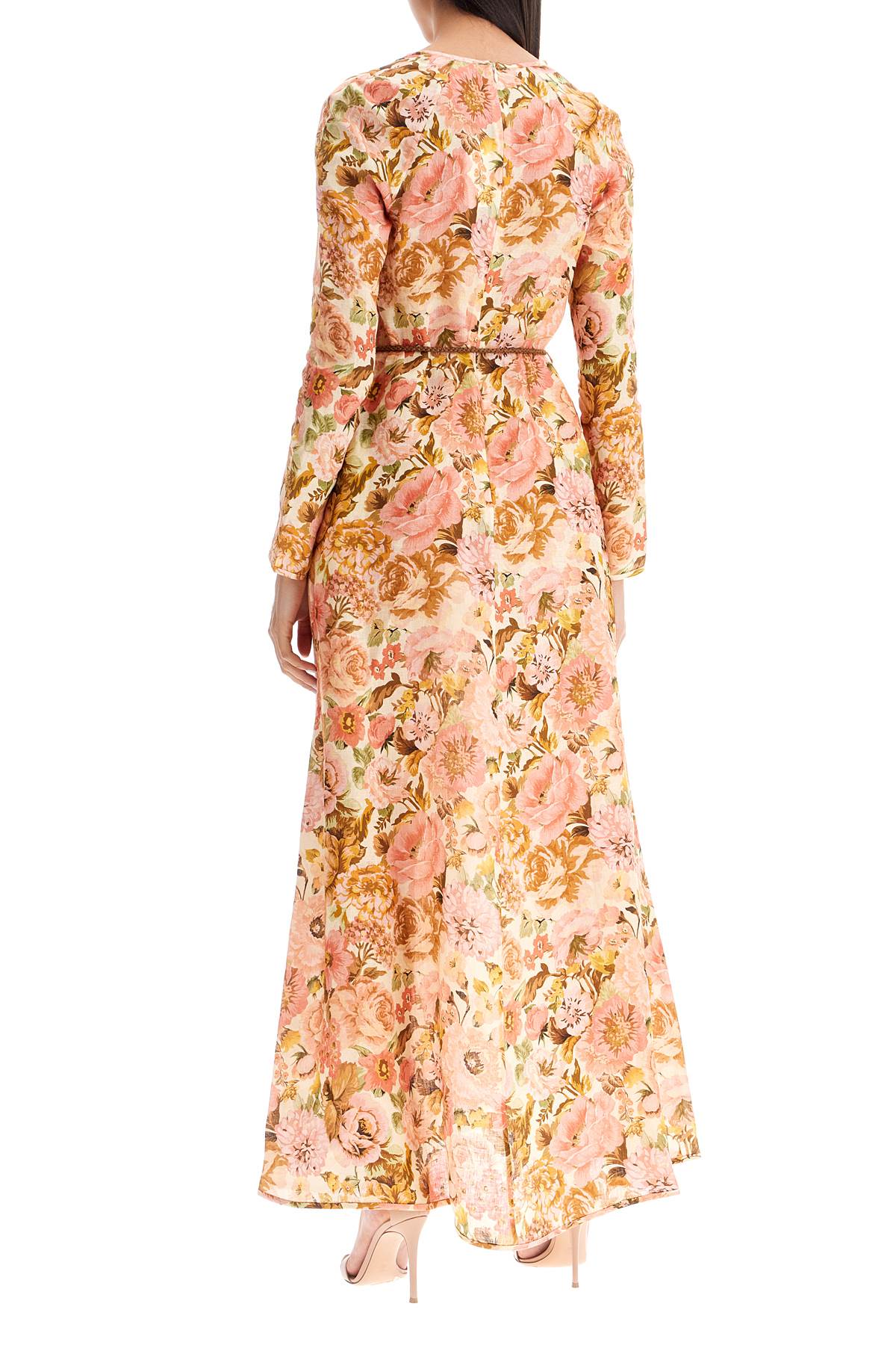 Zimmermann Linen Floral Plunge Maxi Dress with Rope Belt image 2