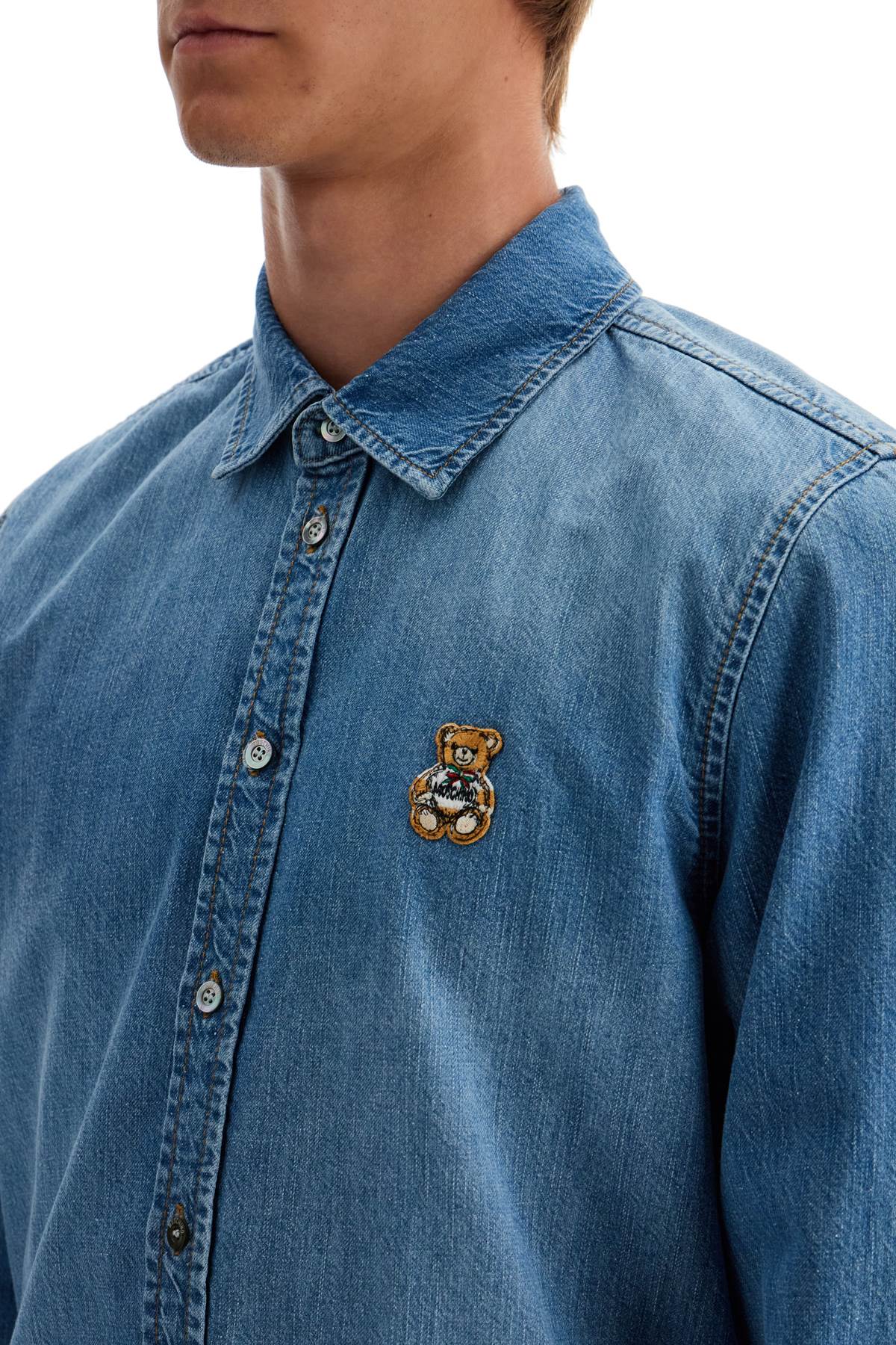 Moschino denim shirt with patch details image 3