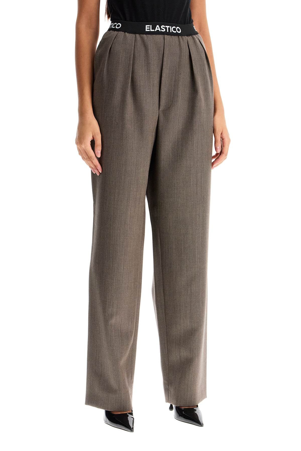 Moschino Virgin Wool Trousers with Printed Elastic Waistband image 1