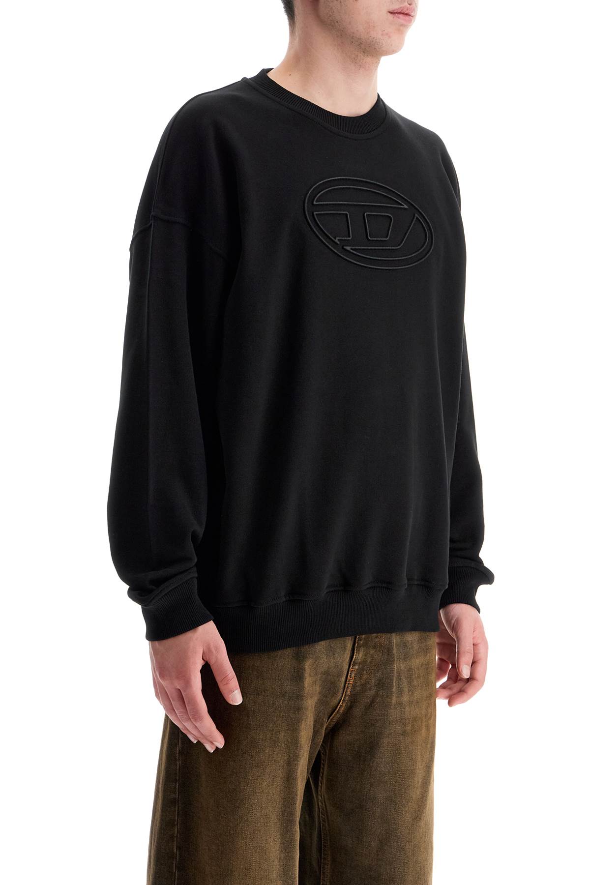 Diesel black cotton sweatshirt with embroidered s-mart-bigoval logo image 1