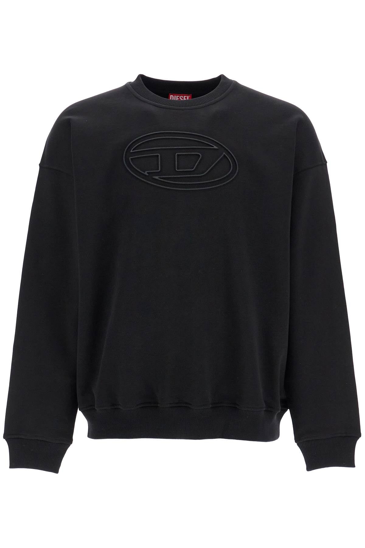 Diesel black cotton sweatshirt with embroidered s-mart-bigoval logo image 0