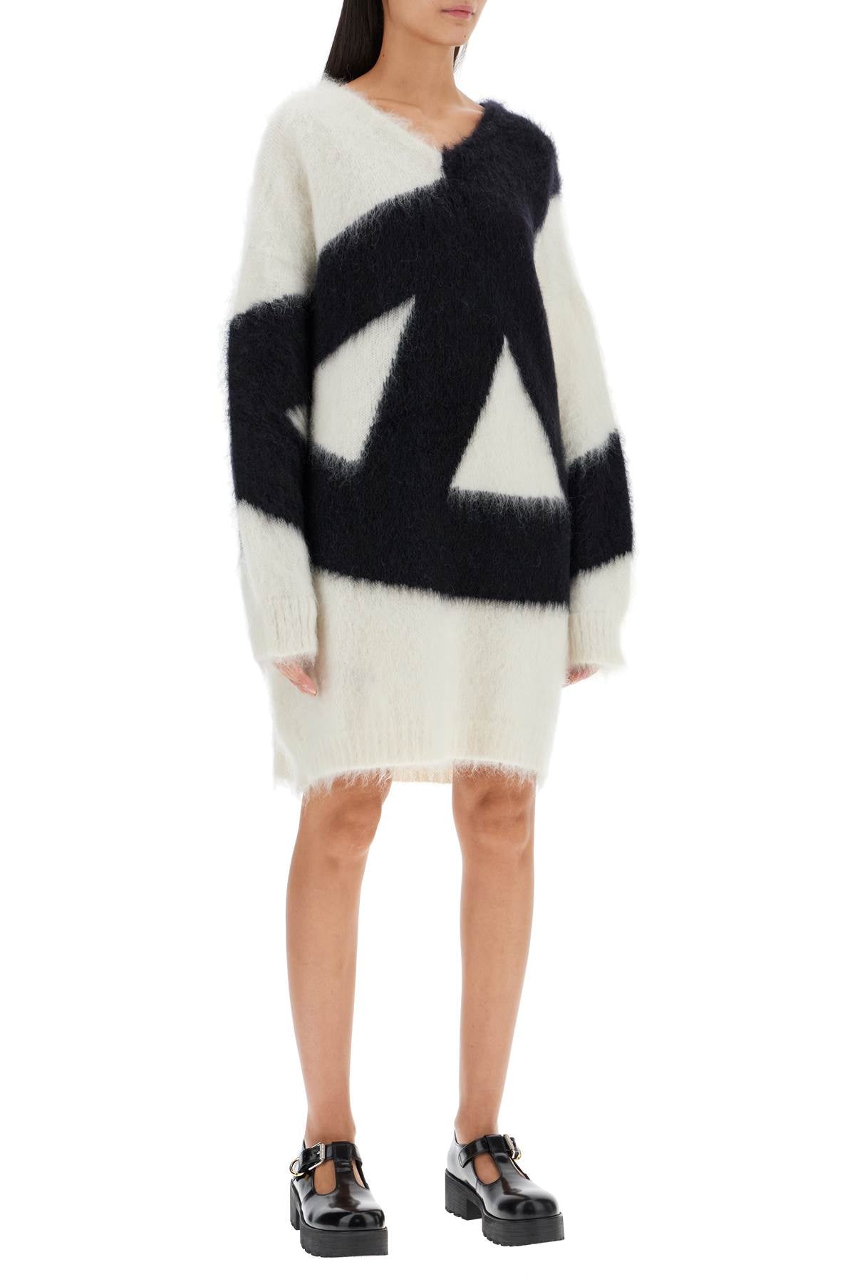 Moschino Oversized Brushed Knit Dress with Graphic Pattern image 1