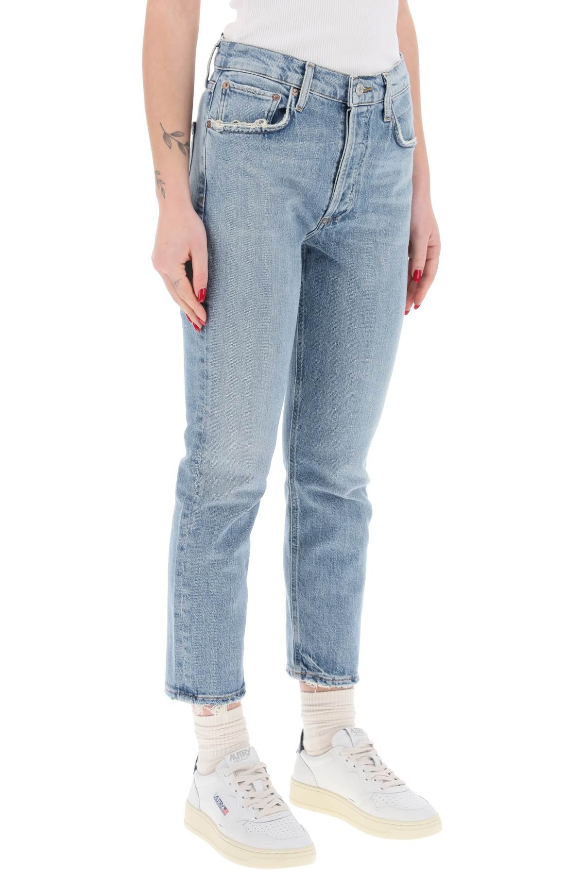 Agolde high-waisted straight cropped jeans in the image 1