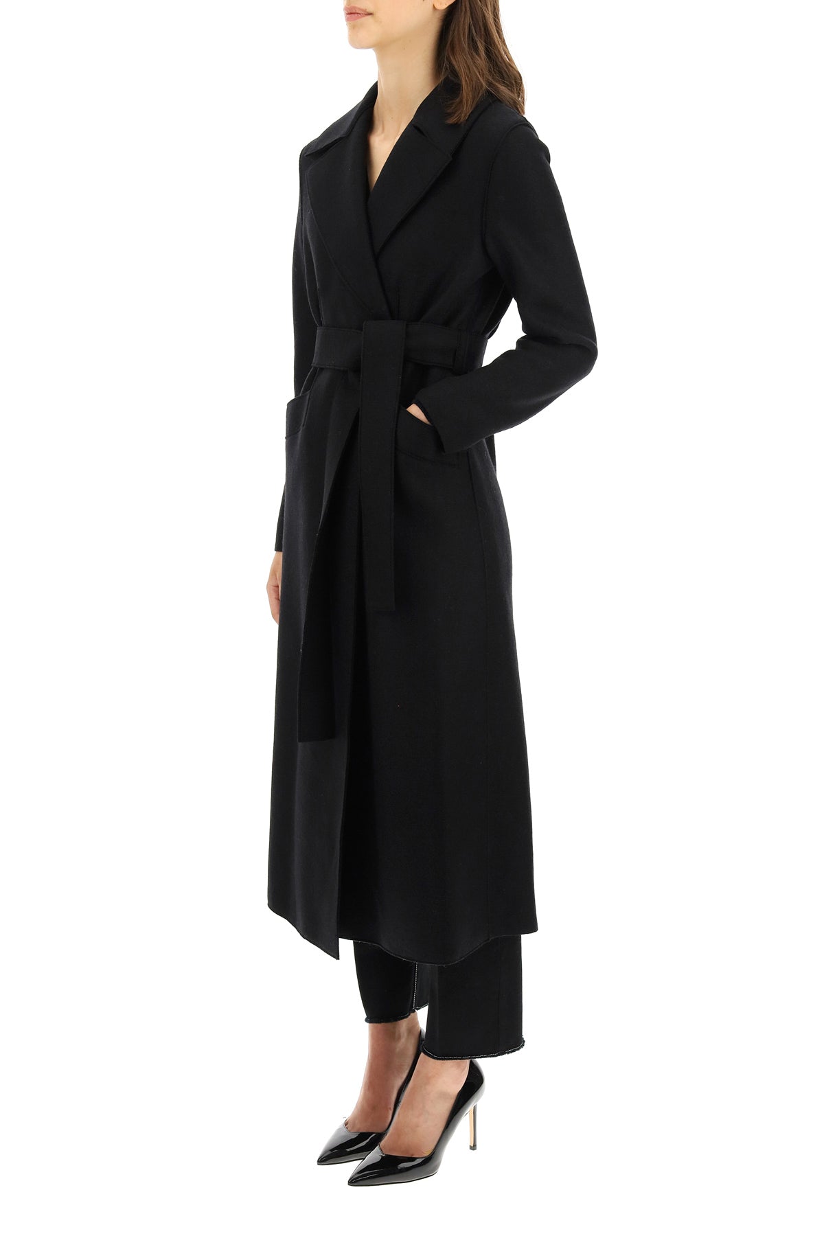 Harris Wharf London long coat in pressed wool image 3