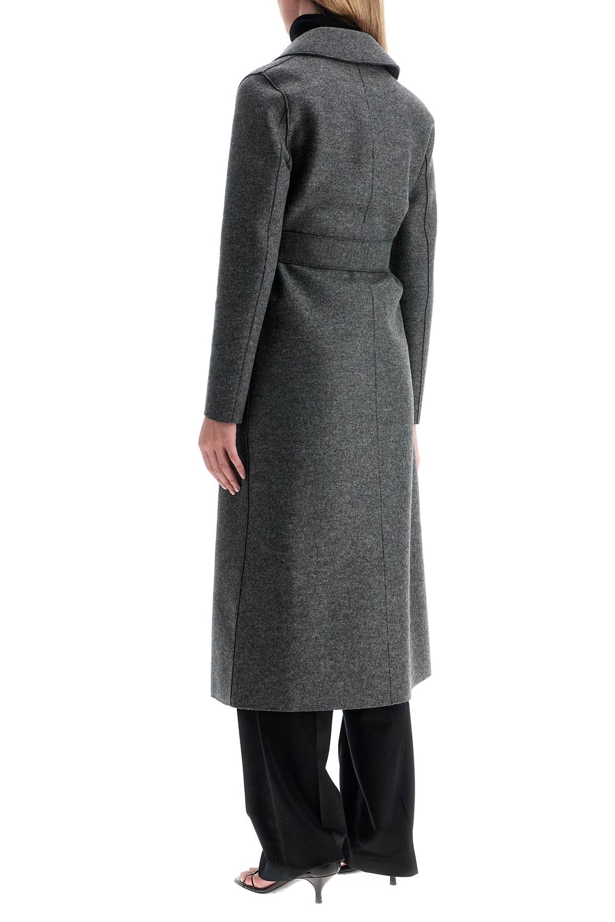 Harris Wharf London long coat in pressed wool image 2