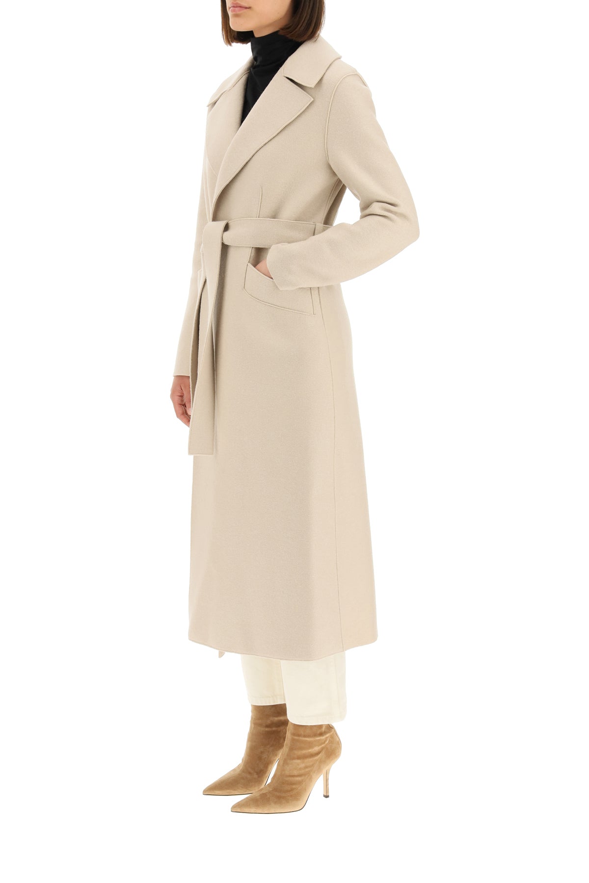 Harris Wharf London long coat in pressed wool image 3