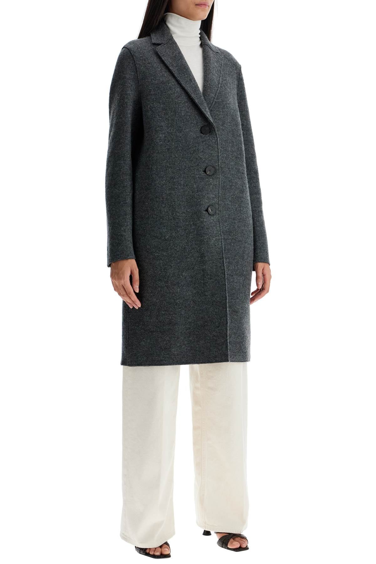 Harris Wharf London single-breasted wool coat in boiled image 1