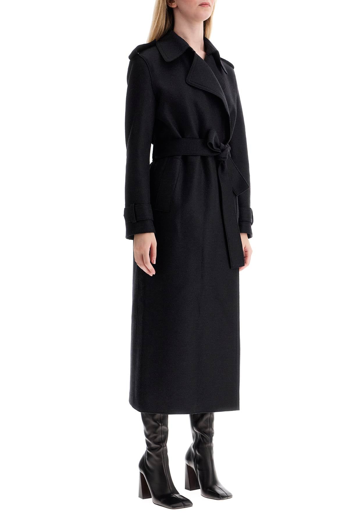 Harris Wharf London pressed wool robe coat with nine words image 1