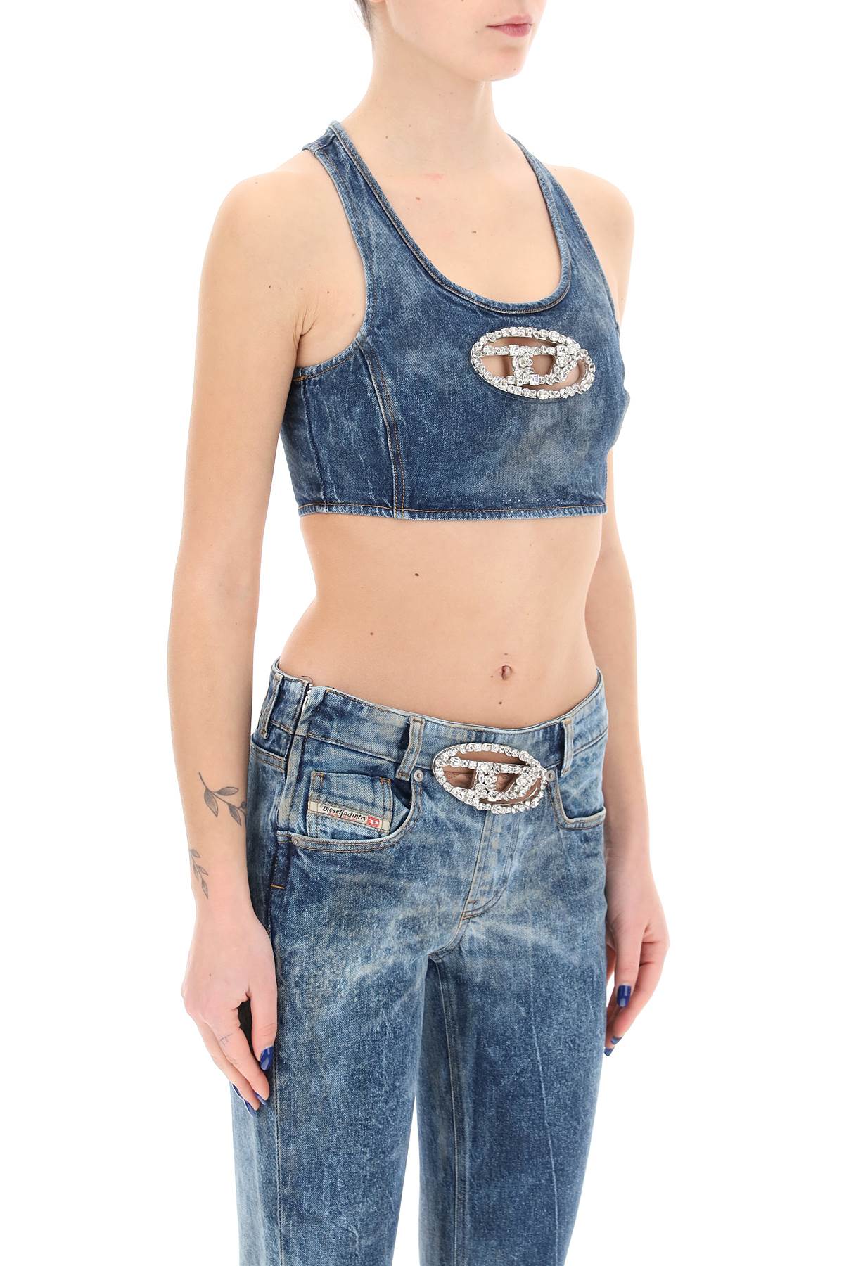 Diesel Stretch Denim Crop Top with Jewel Buckle image 1