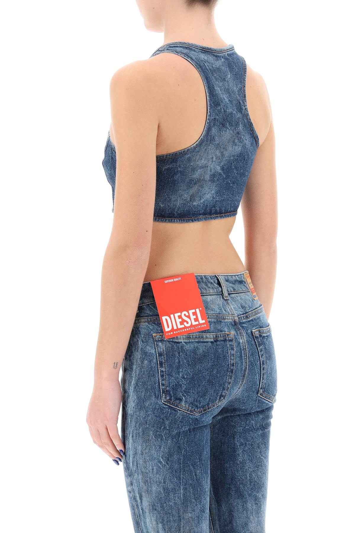 Diesel Stretch Denim Crop Top with Jewel Buckle image 2