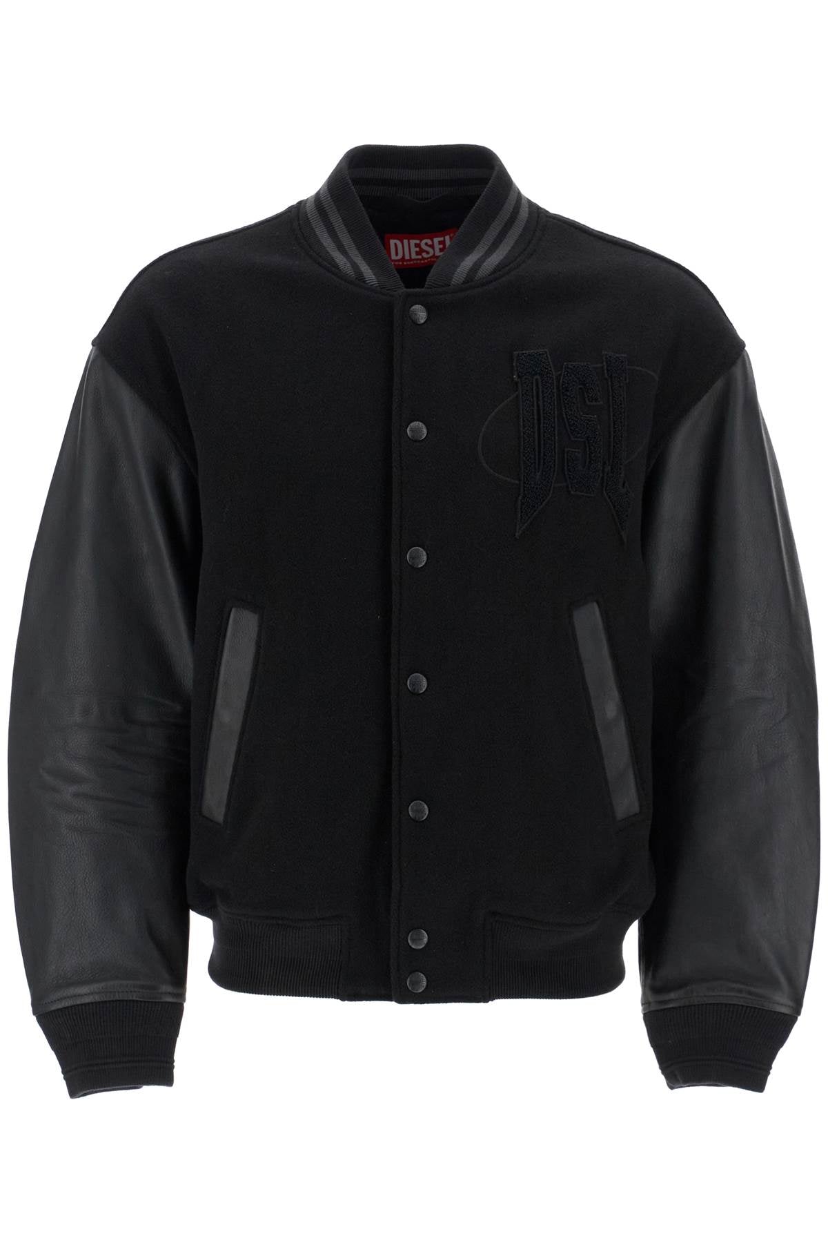 Diesel Men's Wool Varsity Jacket with Leather Sleeves image 0