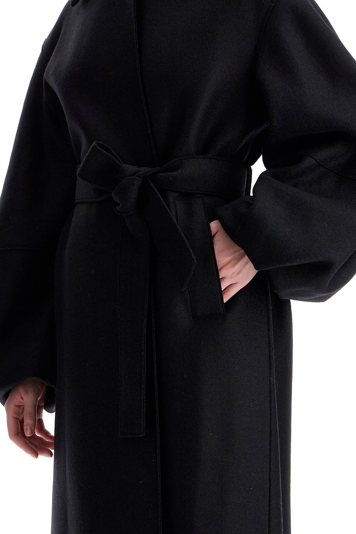 Harris Wharf London pressed wool robe coat with nine words image 3