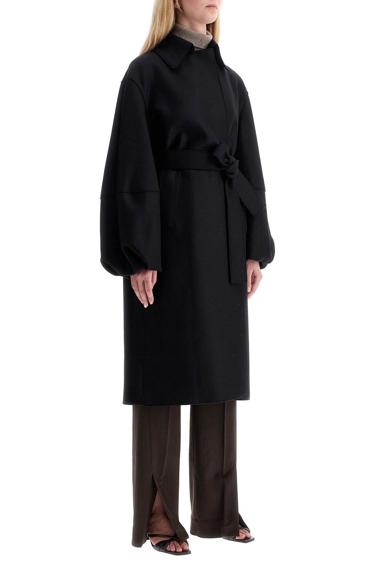 Harris Wharf London pressed wool robe coat with nine words image 1