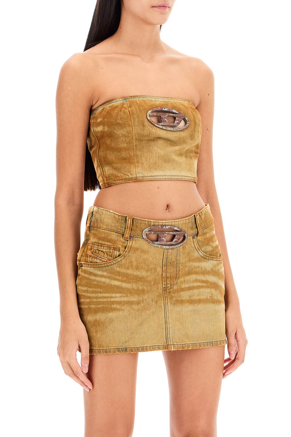 Diesel De-Villess-F Cotton Denim Bandeau Top image 1