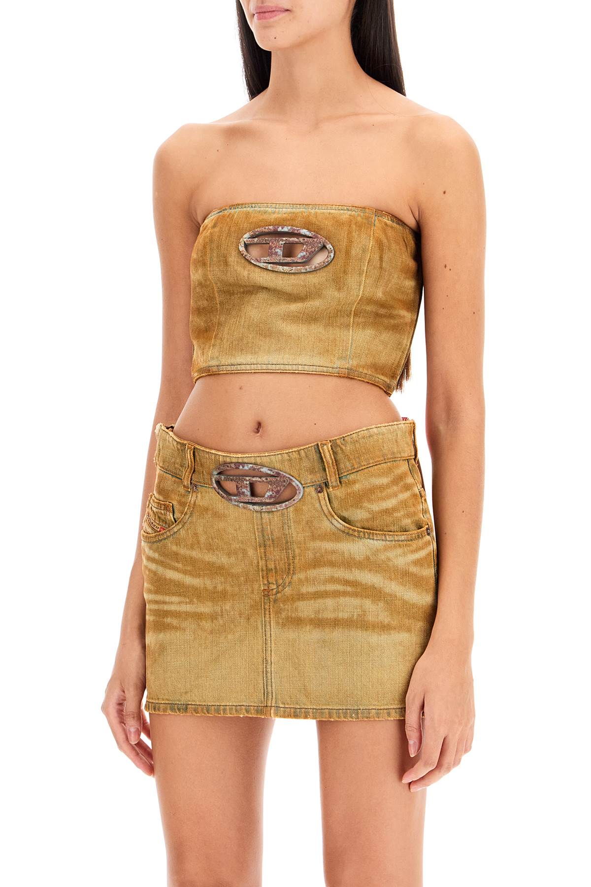 Diesel De-Villess-F Cotton Denim Bandeau Top image 2