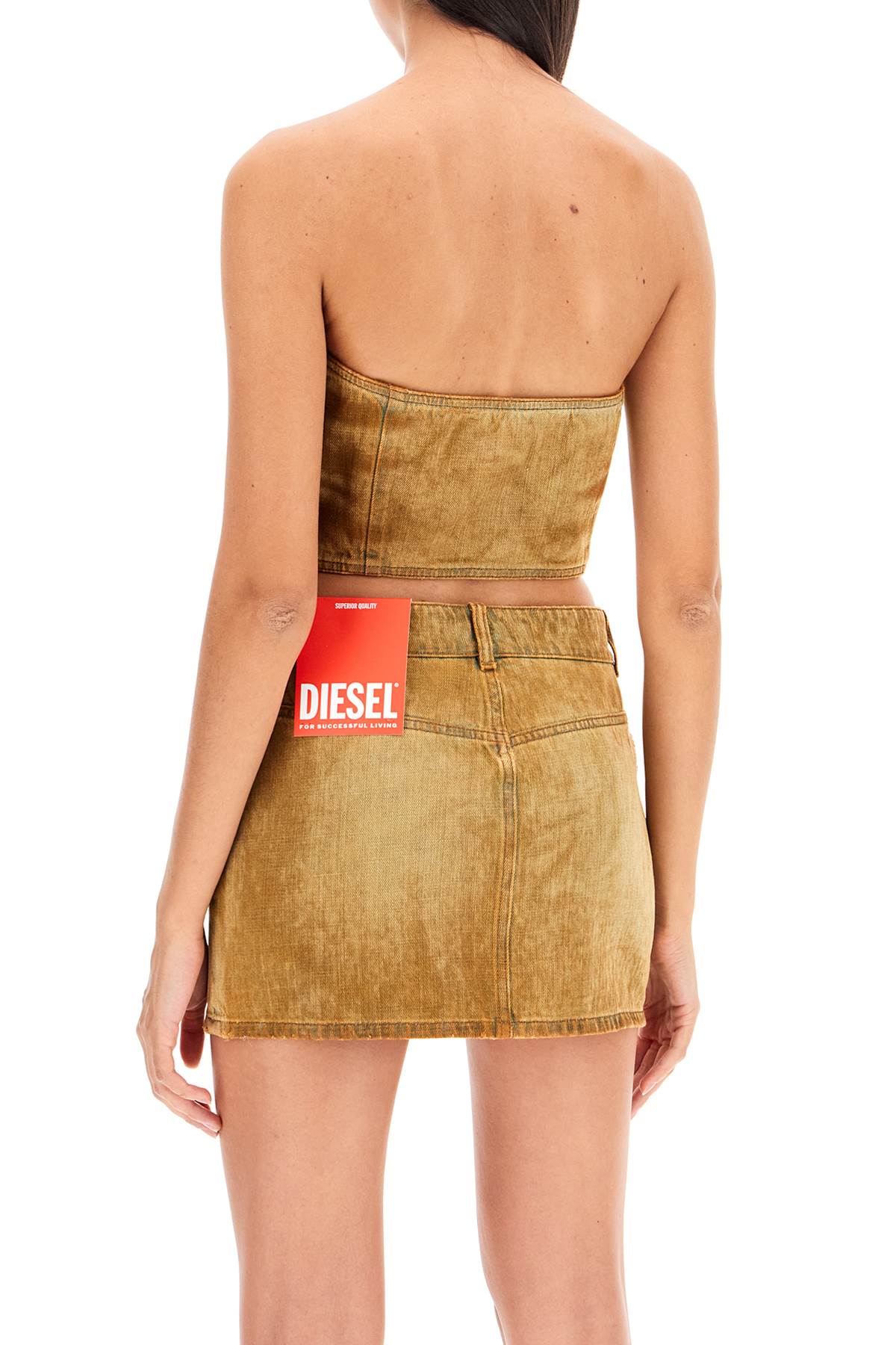 Diesel De-Villess-F Cotton Denim Bandeau Top image 3