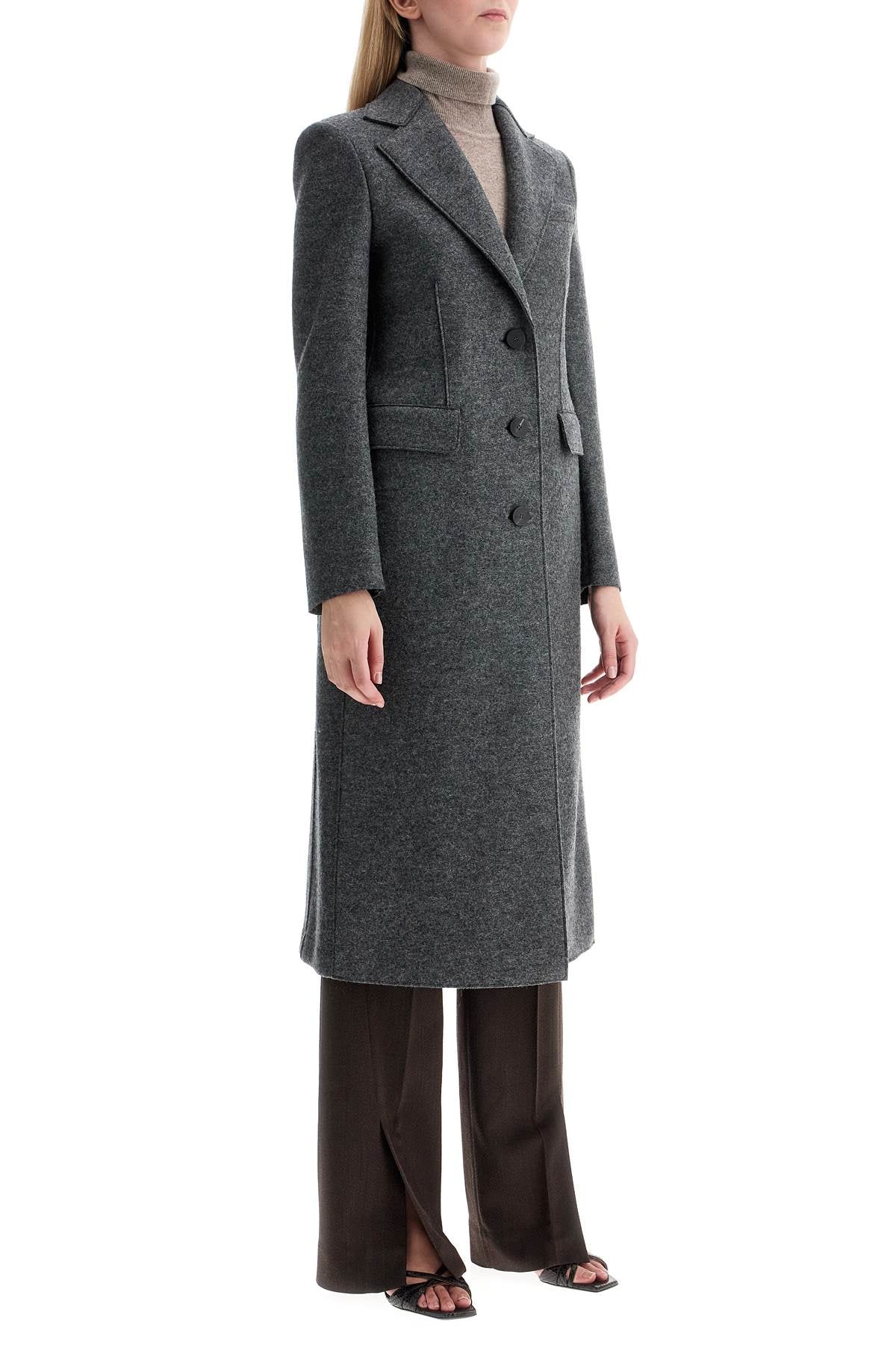 Harris Wharf London single-breasted coat in pressed wool image 1