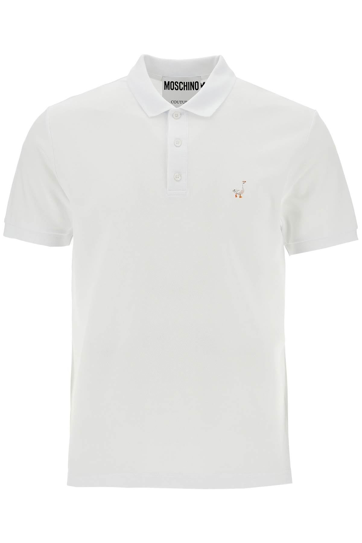 Moschino white cotton polo with delicate embroidery image 0