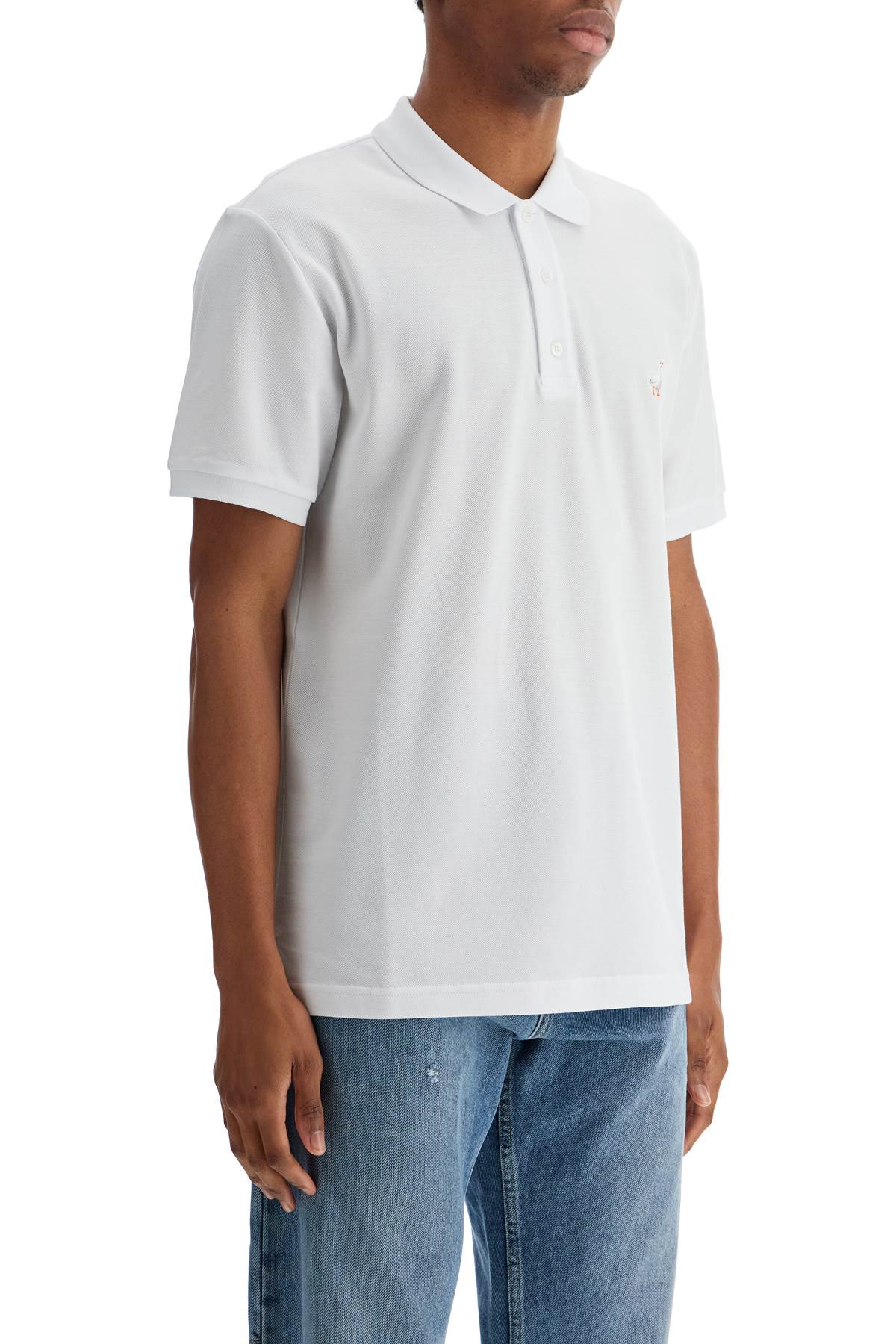 Moschino white cotton polo with delicate embroidery image 1