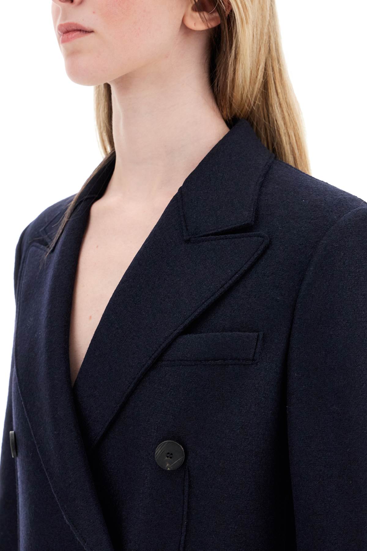 Harris Wharf London double-breasted pressed wool coat image 3