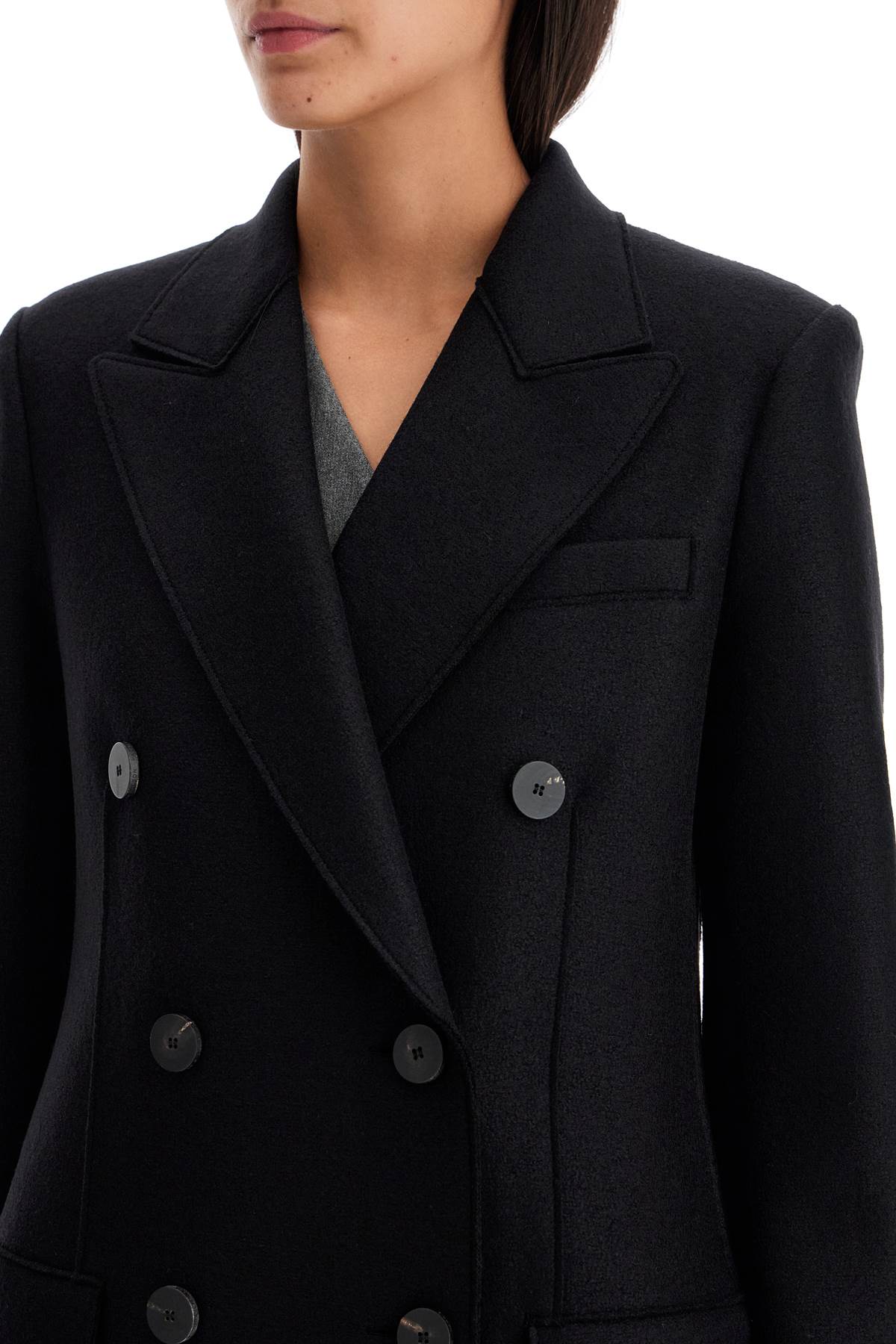 Harris Wharf London double-breasted pressed wool coat image 3