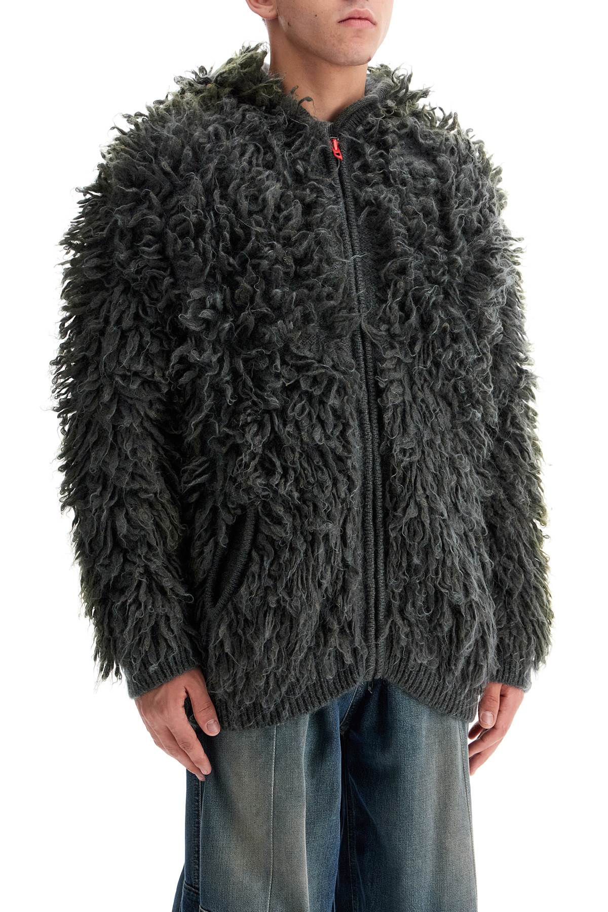 Diesel Shaggy Knit Cardigan with Hood image 1