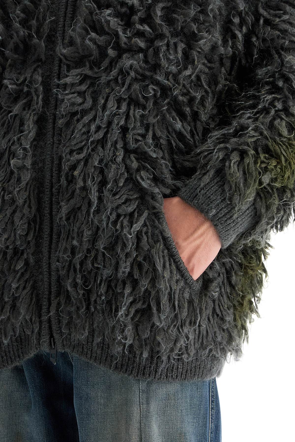 Diesel Shaggy Knit Cardigan with Hood image 3