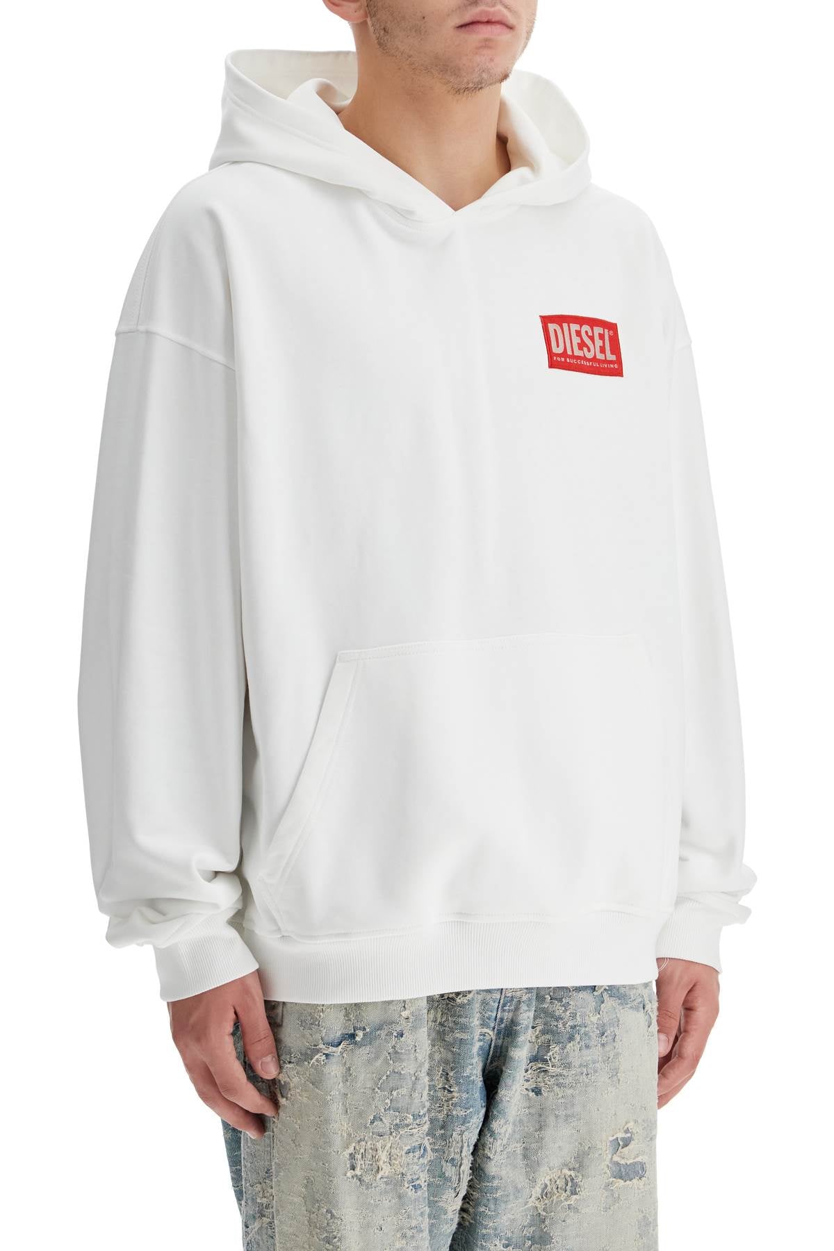 Diesel S-Boxt Brushed Cotton Hoodie with Inlaid Logo image 1