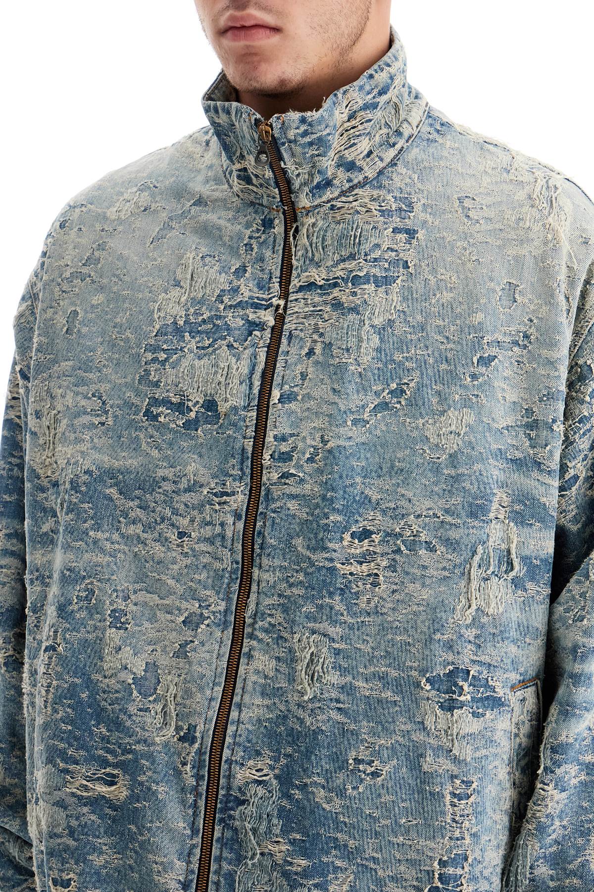 Diesel Distressed Jacquard Denim Jacket for Men image 3