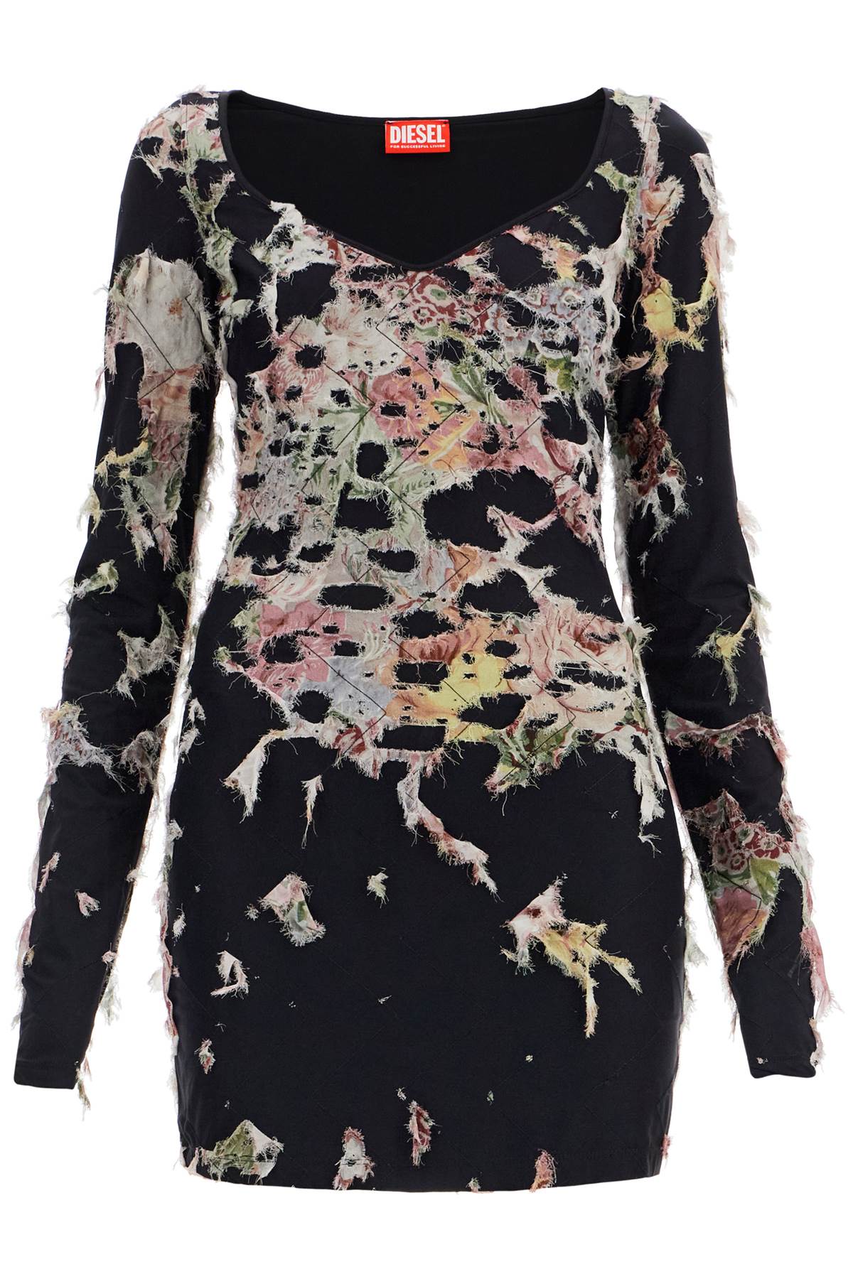 Diesel D-Floci Mini Dress with Destroyed Floral Pattern image 0