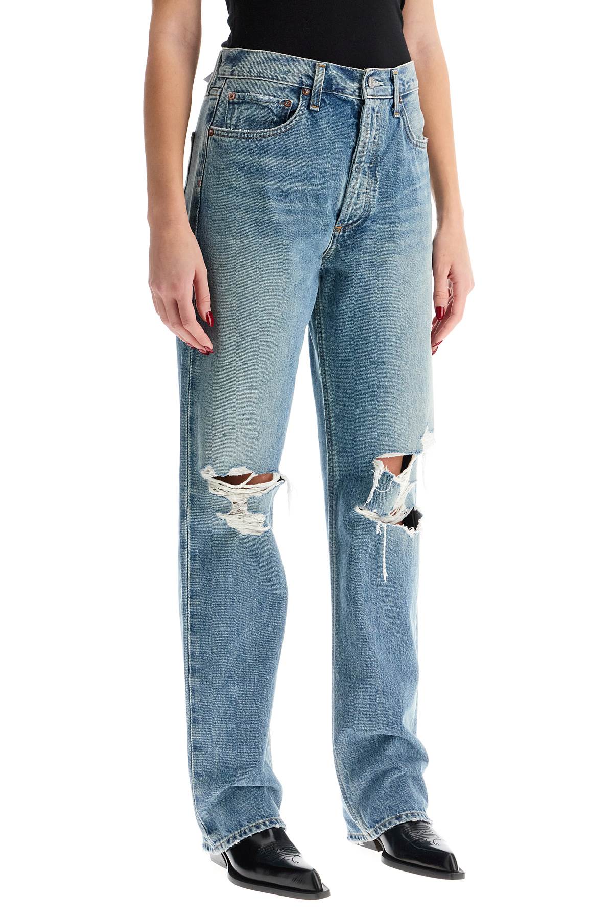 Agolde Kelly Relaxed Straight Jeans: Vintage Wash, Sustainable Denim image 1