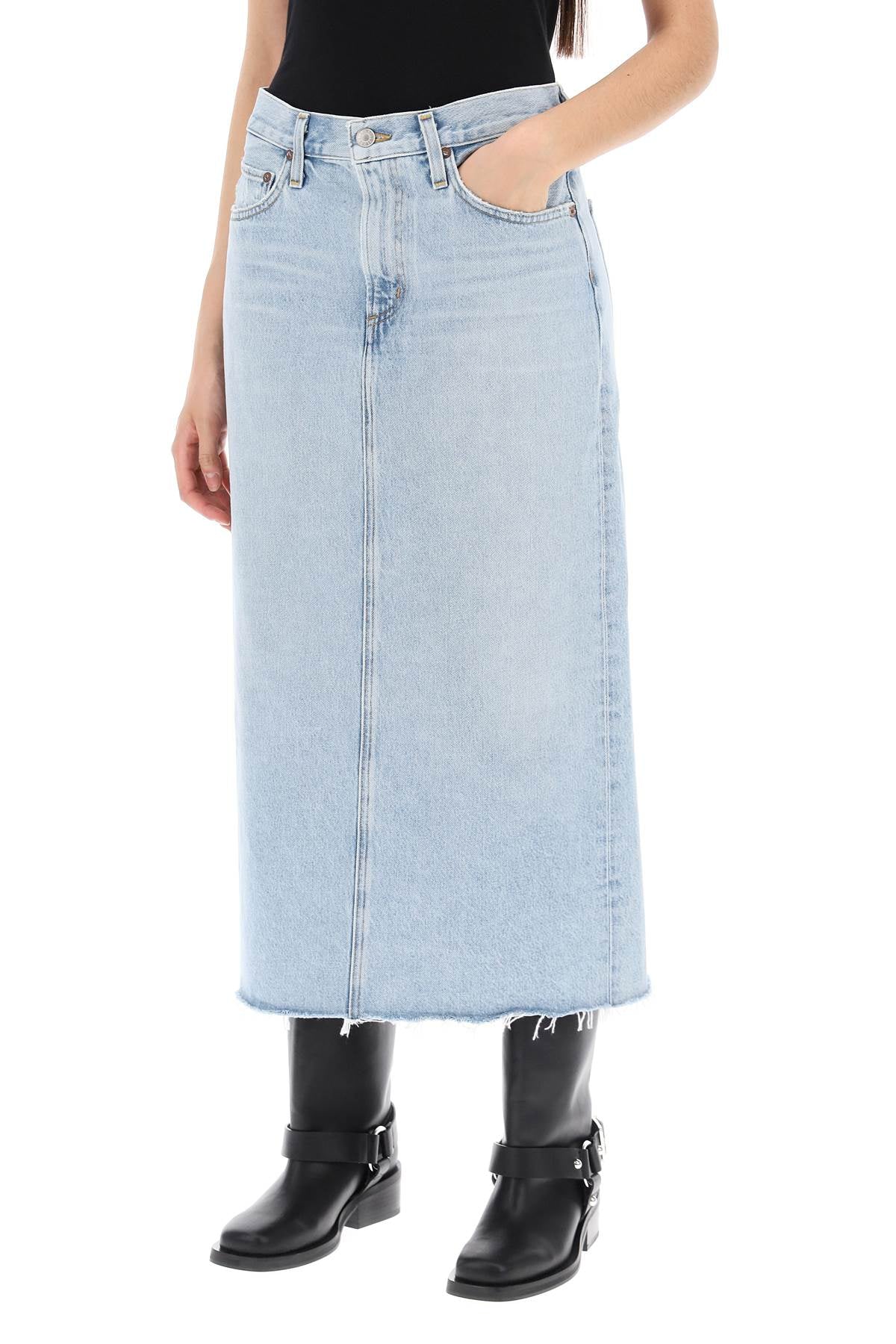 Agolde Della Light Wash Denim Midi Skirt image 3