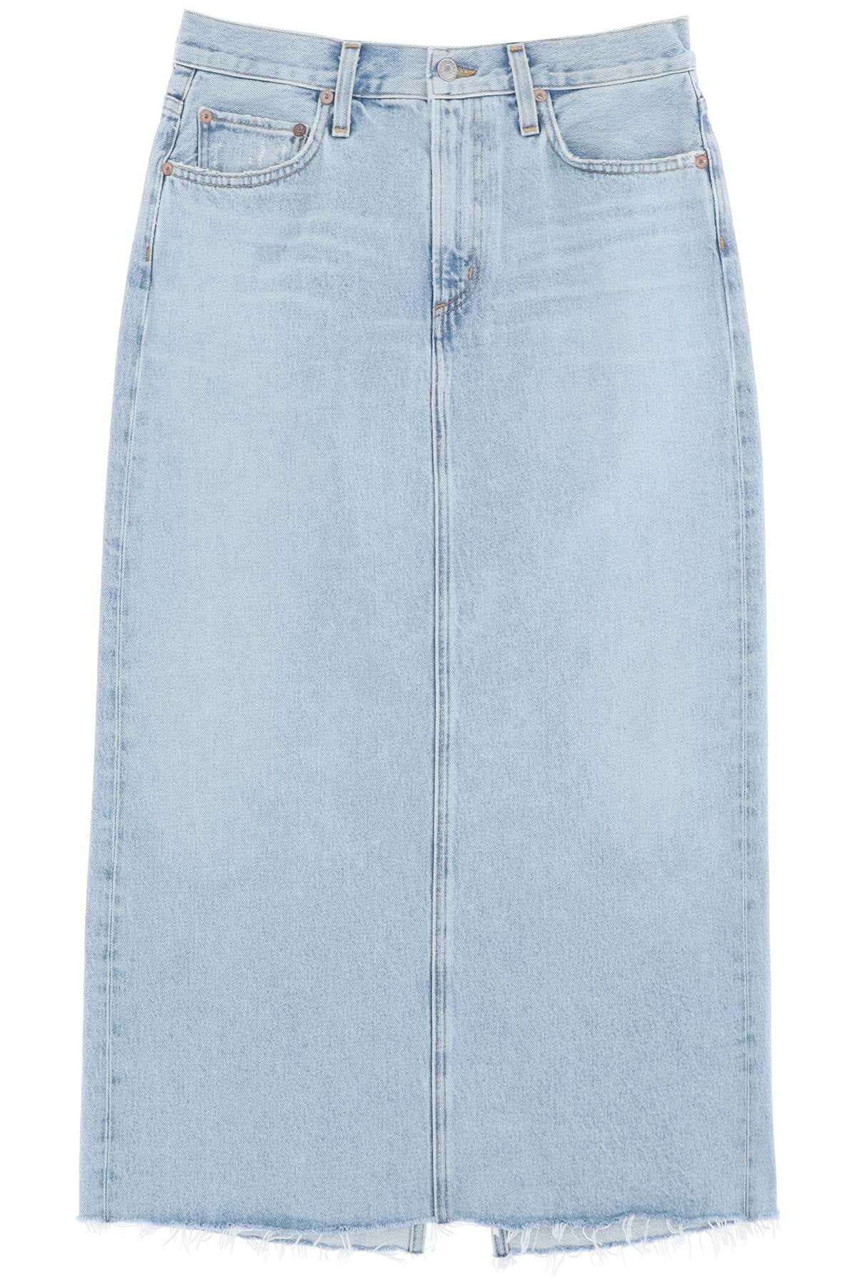 Agolde Della Light Wash Denim Midi Skirt image 0