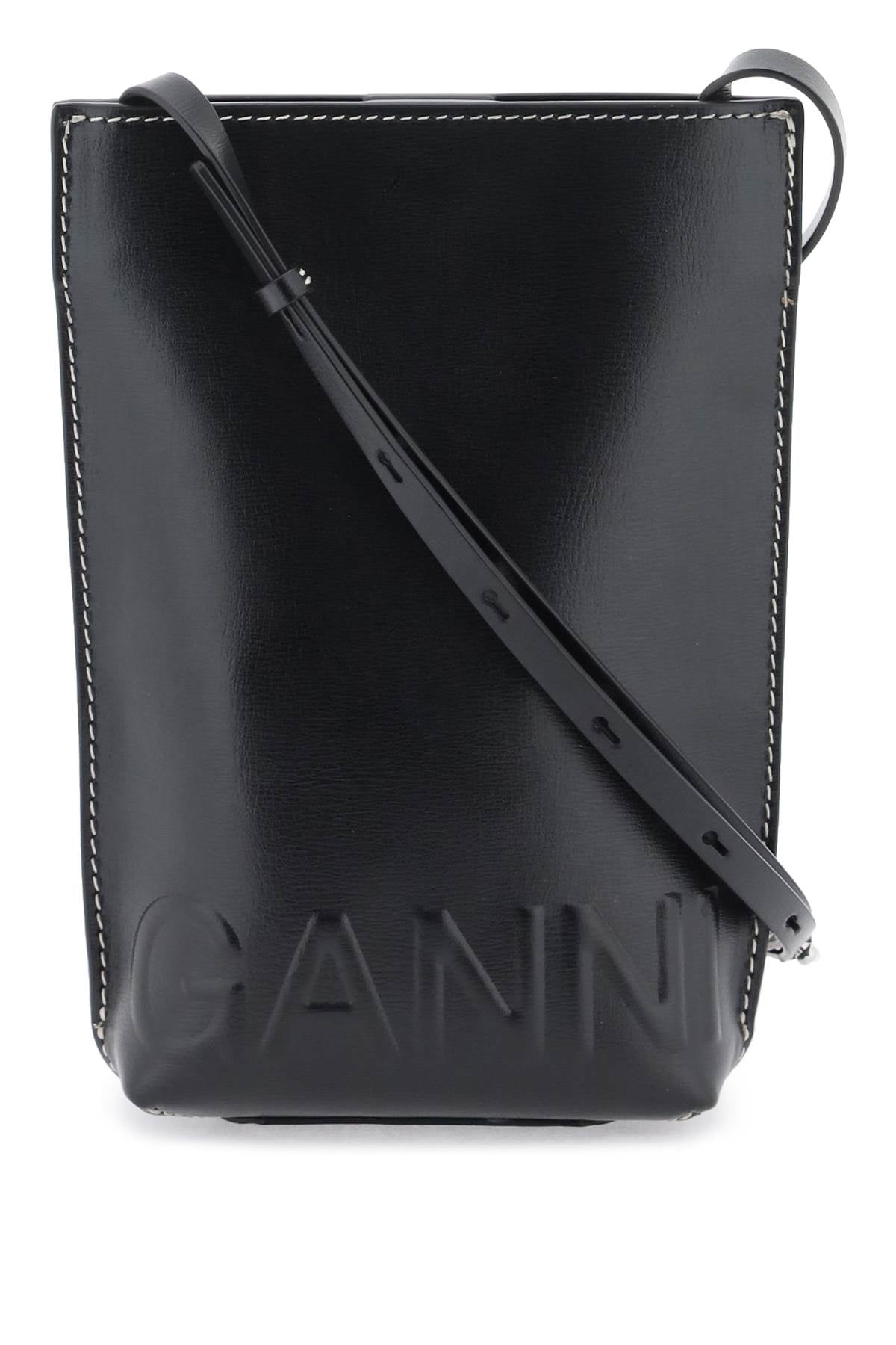 Ganni Faux Leather Crossbody Bag with Embossed Logo image 0