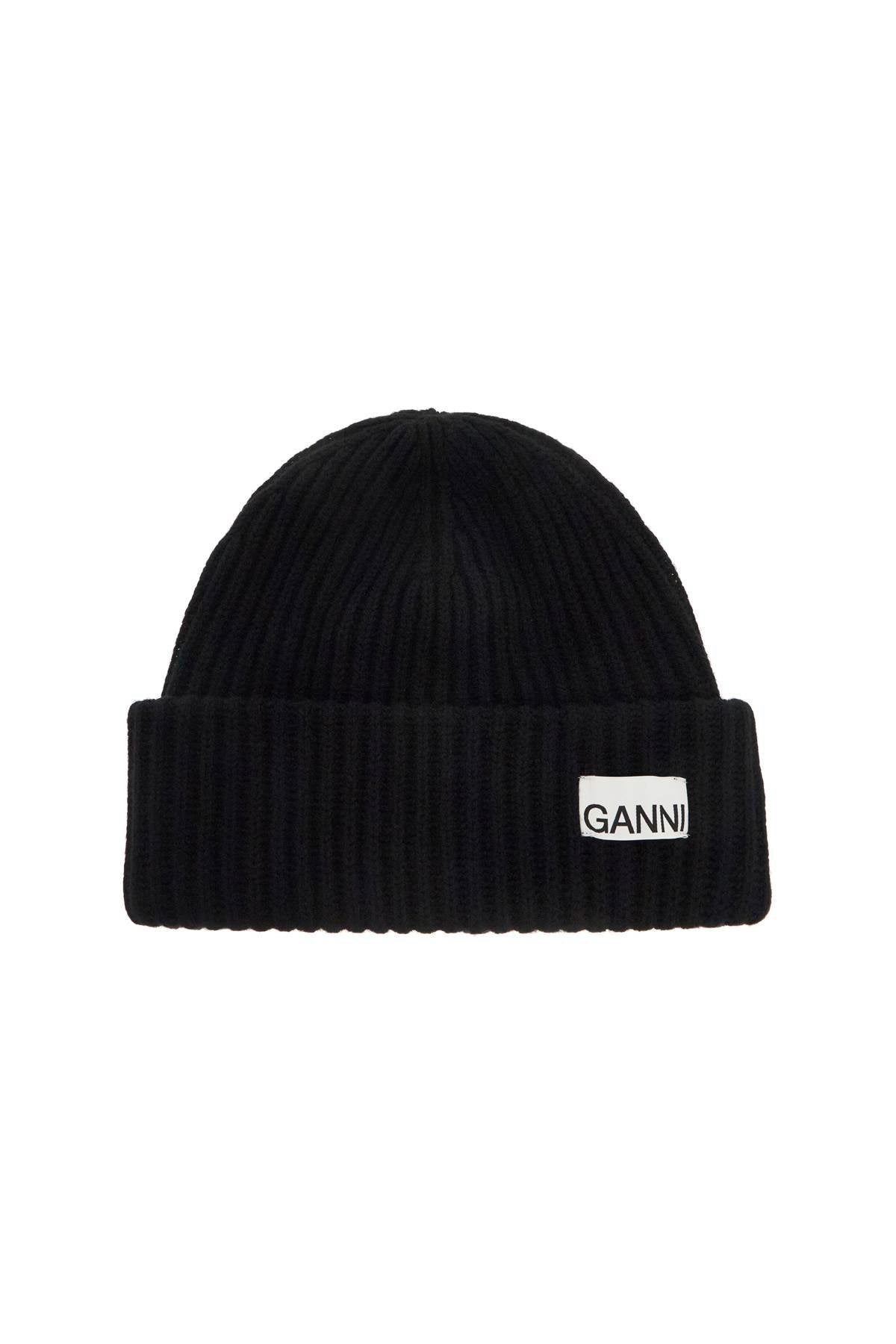 Ganni Recycled Wool Beanie with Logo image 0