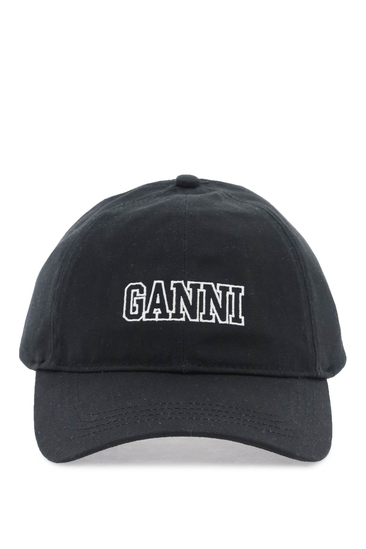 Ganni Organic Cotton Baseball Cap with Logo Embroidery image 0