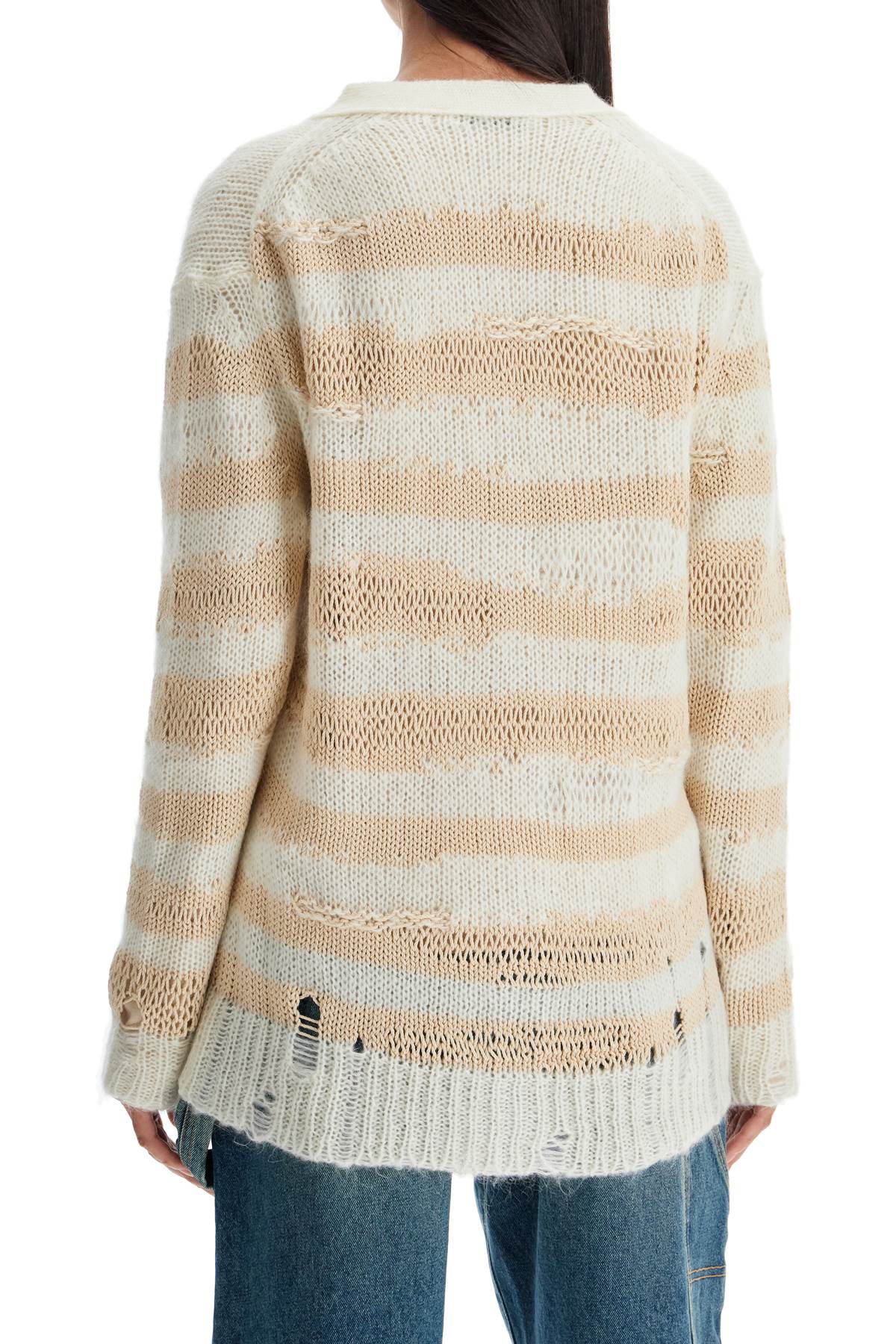 Acne Studios striped distressed cardigan with image 2