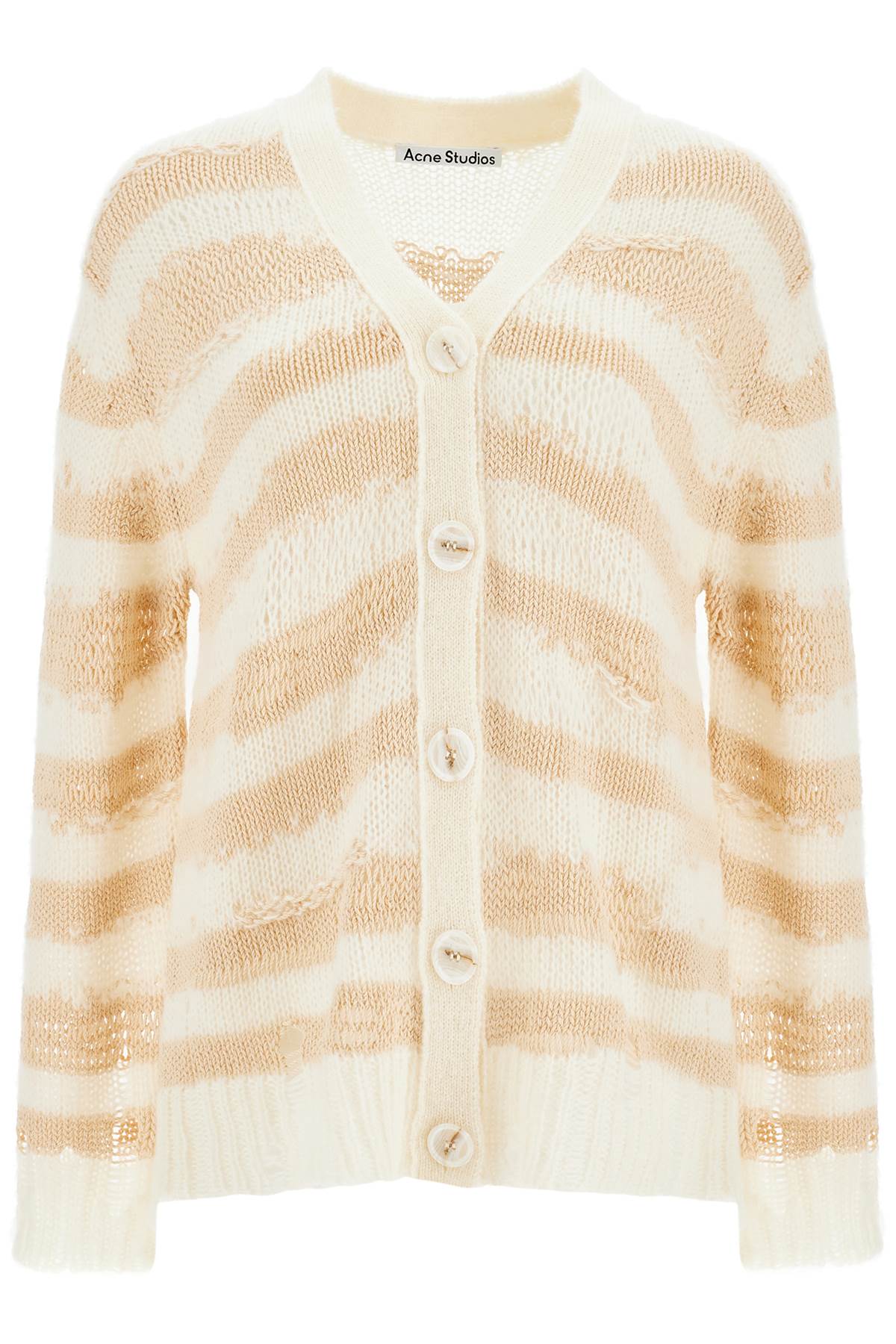 Acne Studios striped distressed cardigan with image 0