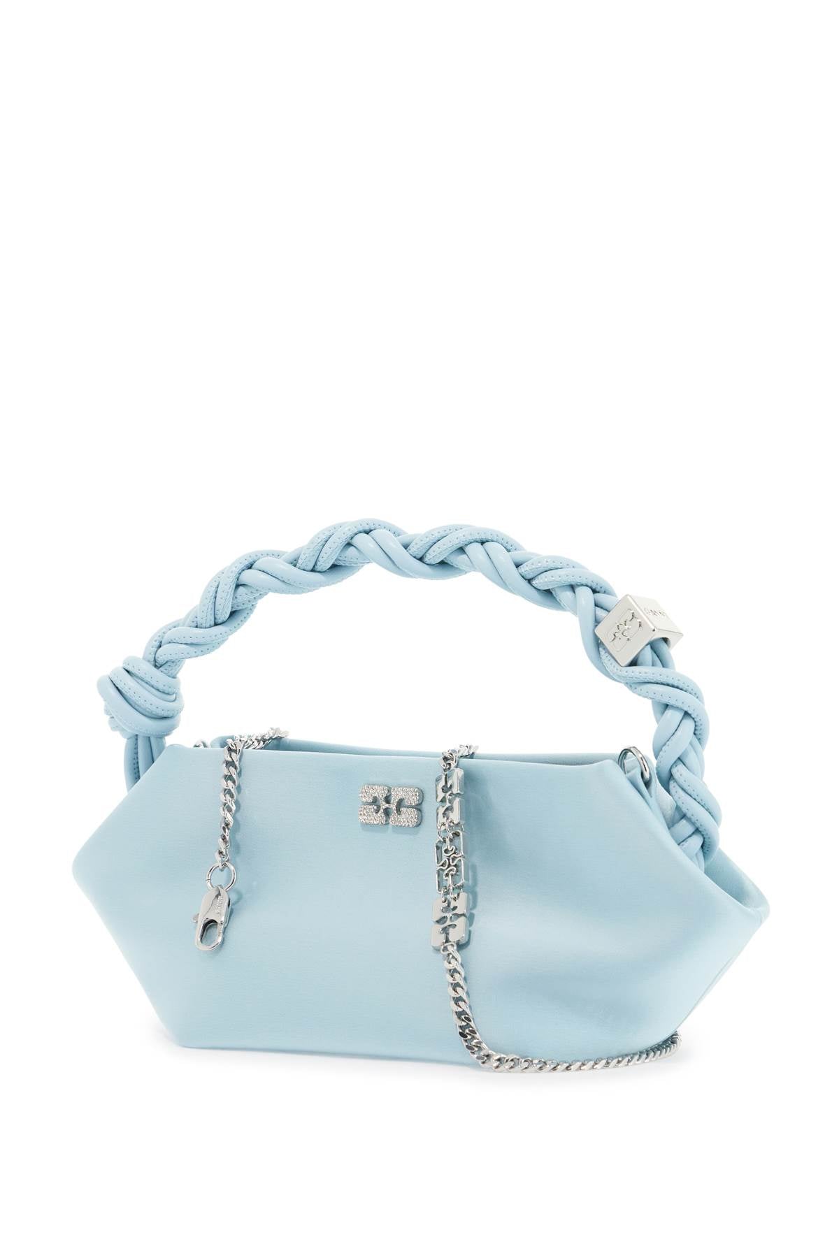 Ganni Mini Bou Satin Handbag: Hexagonal Shaped, Crystal Butterfly Logo image 2