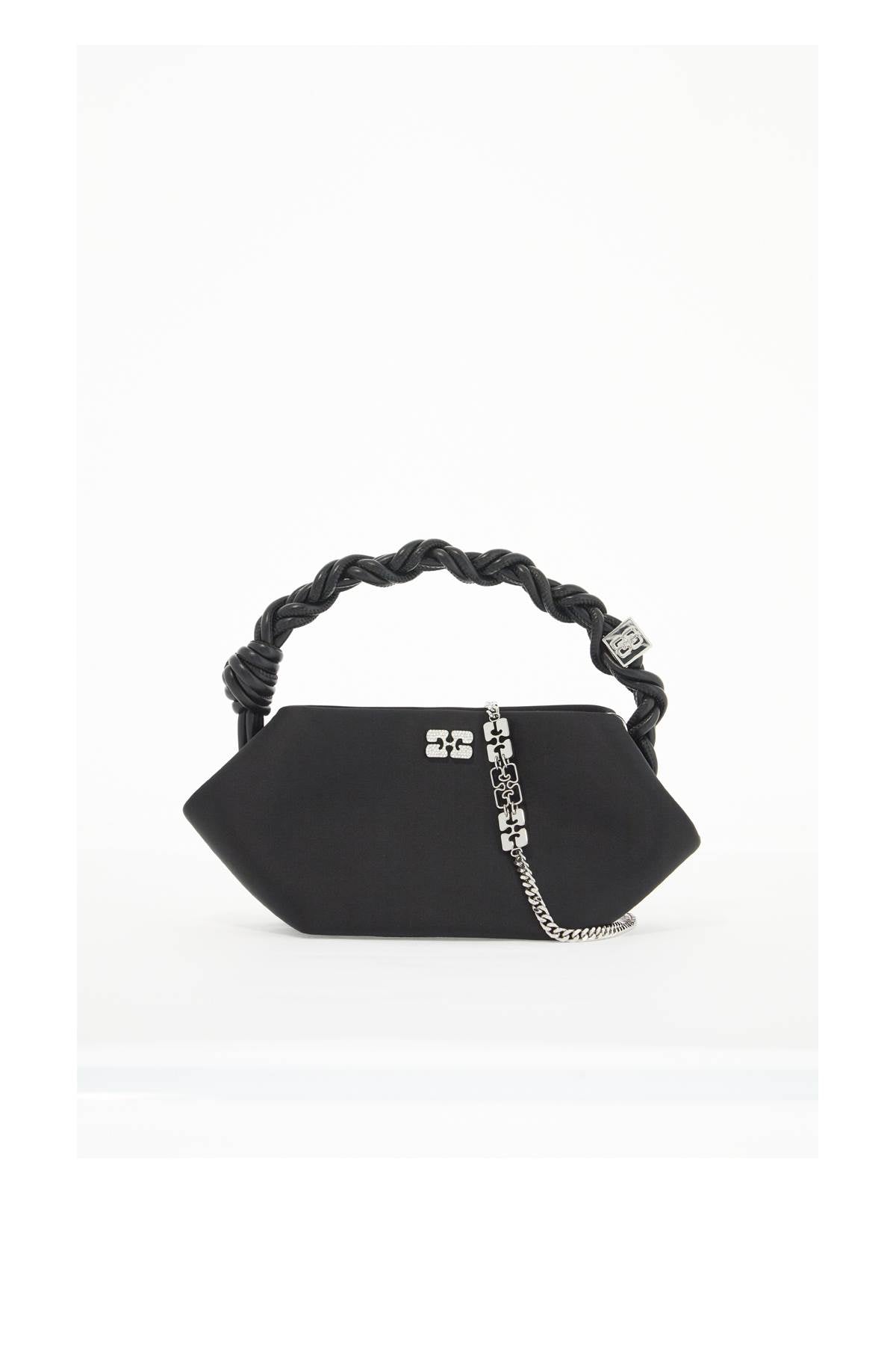 Ganni Mini Bou Satin Handbag: Hexagonal Shaped, Crystal Butterfly Logo image 0